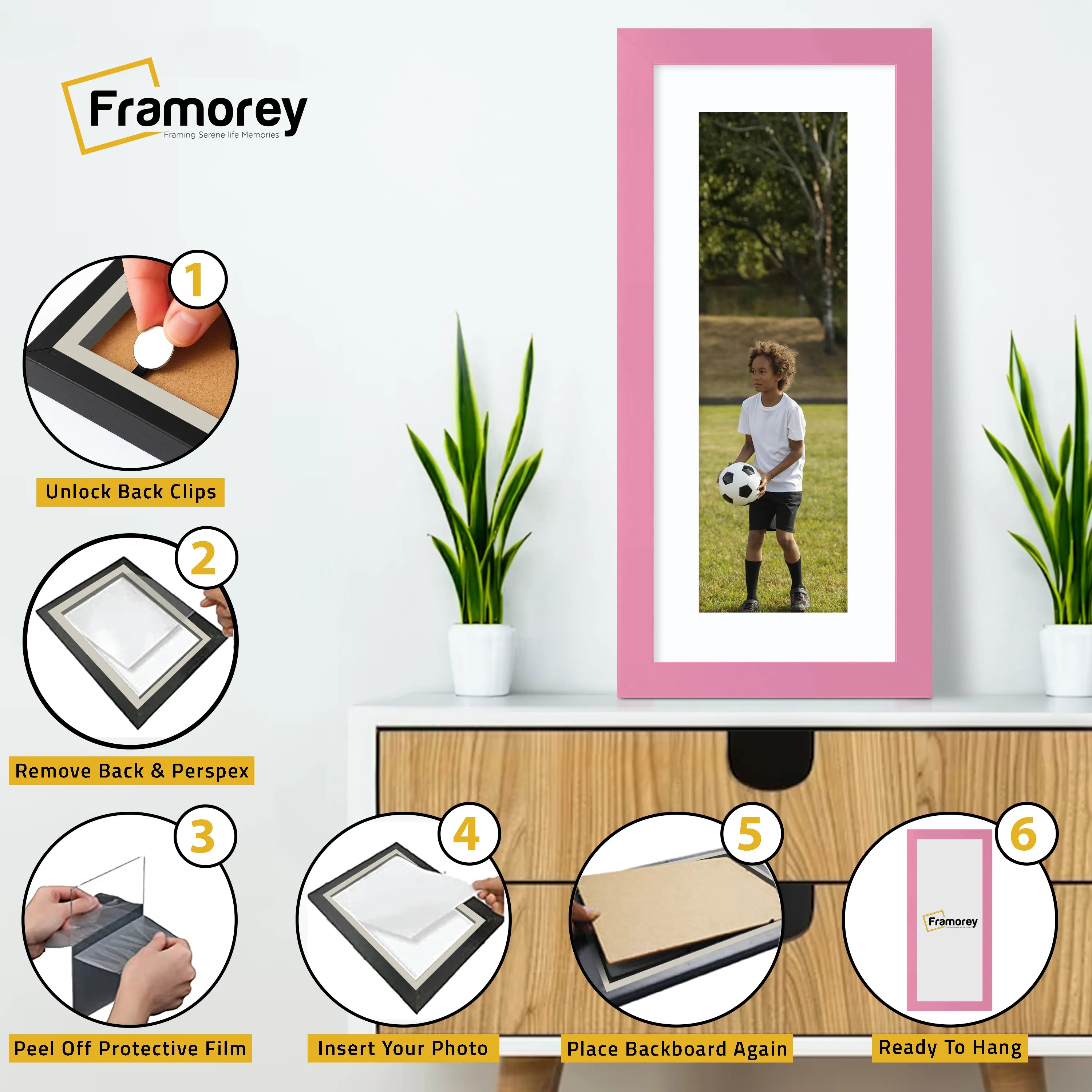 Panoramic Pink Picture Frame With White Mount Wall Decor Frame