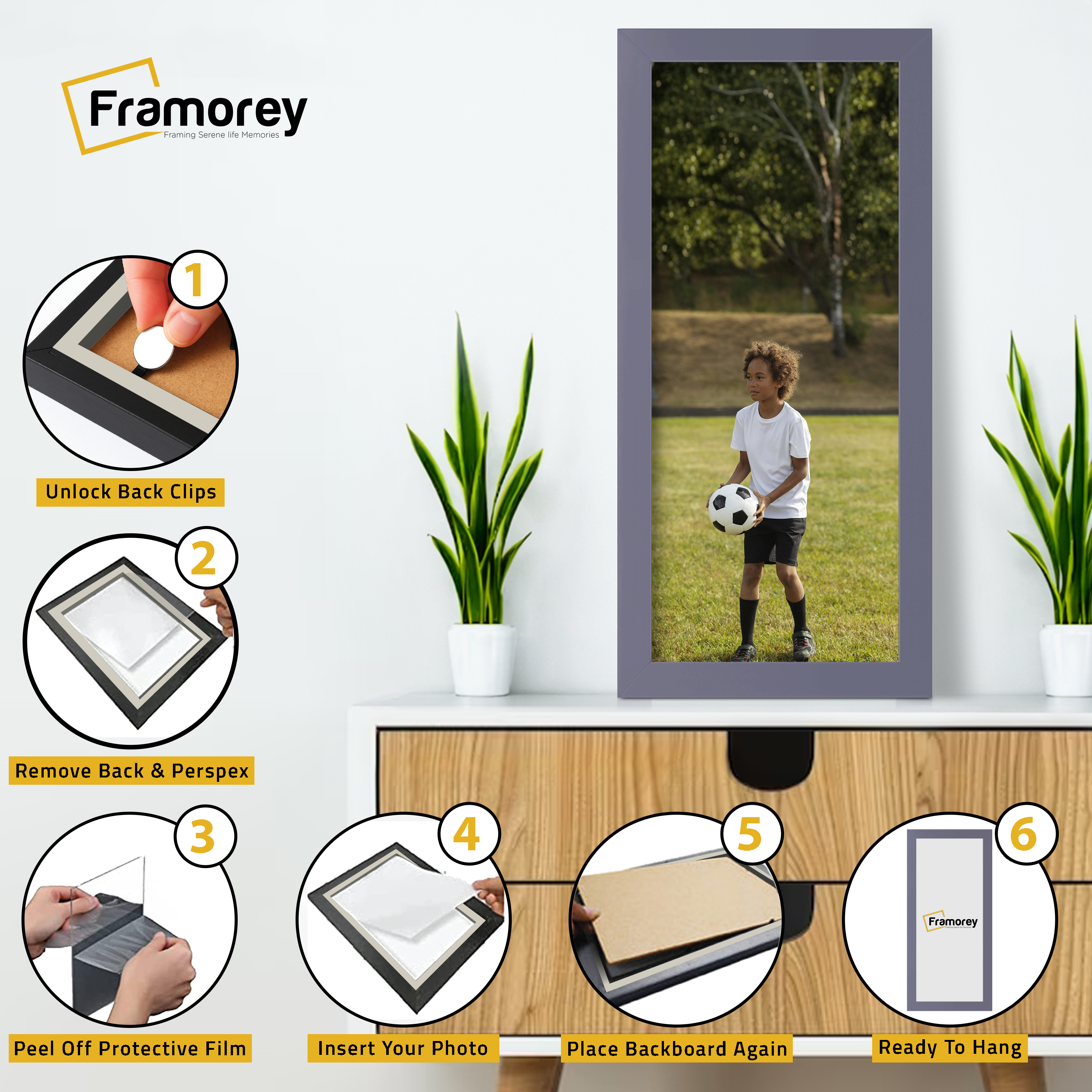 Panoramic Size Purple Picture Frames Wall Decor Frame