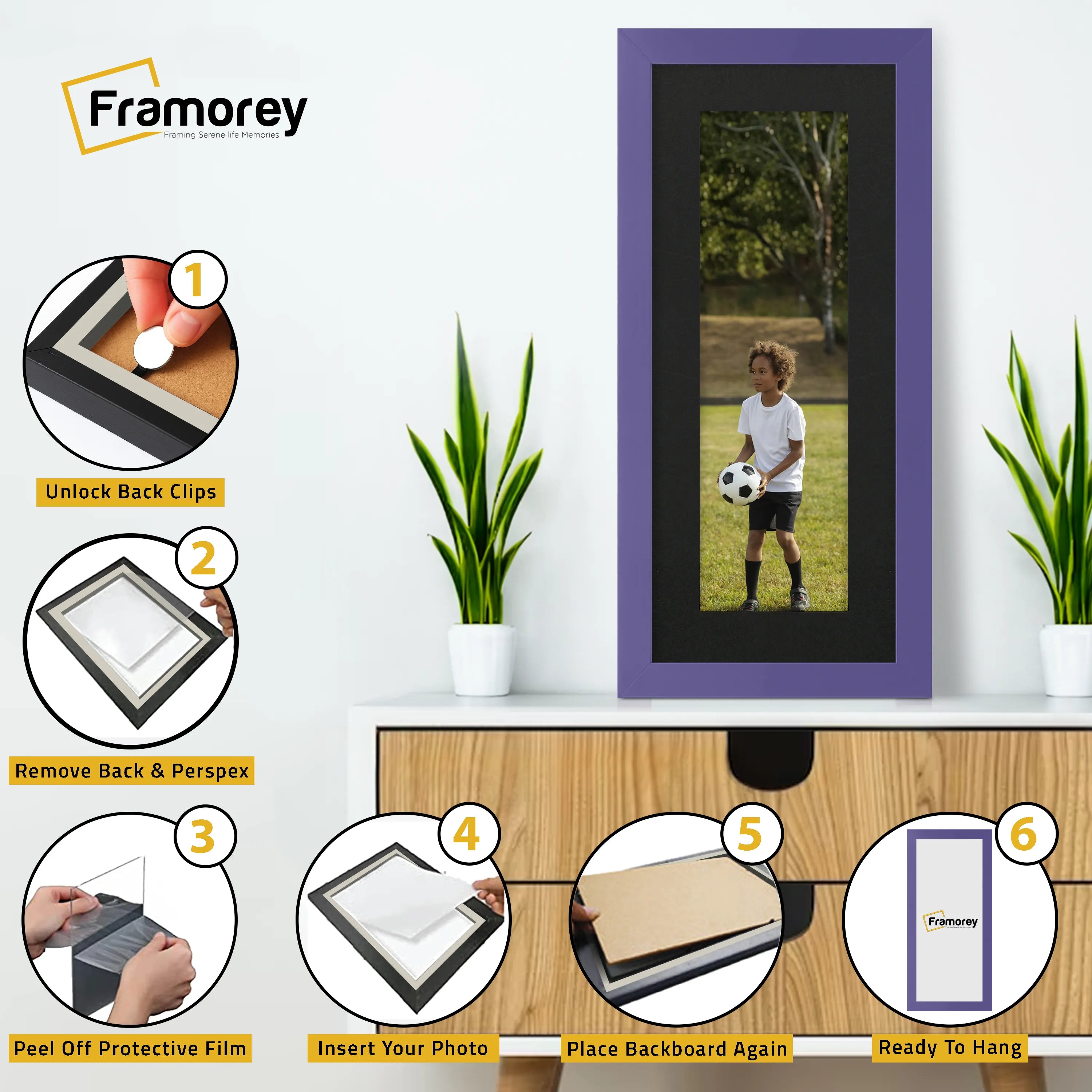 Panoramic Purple Picture Frame With Black Mount