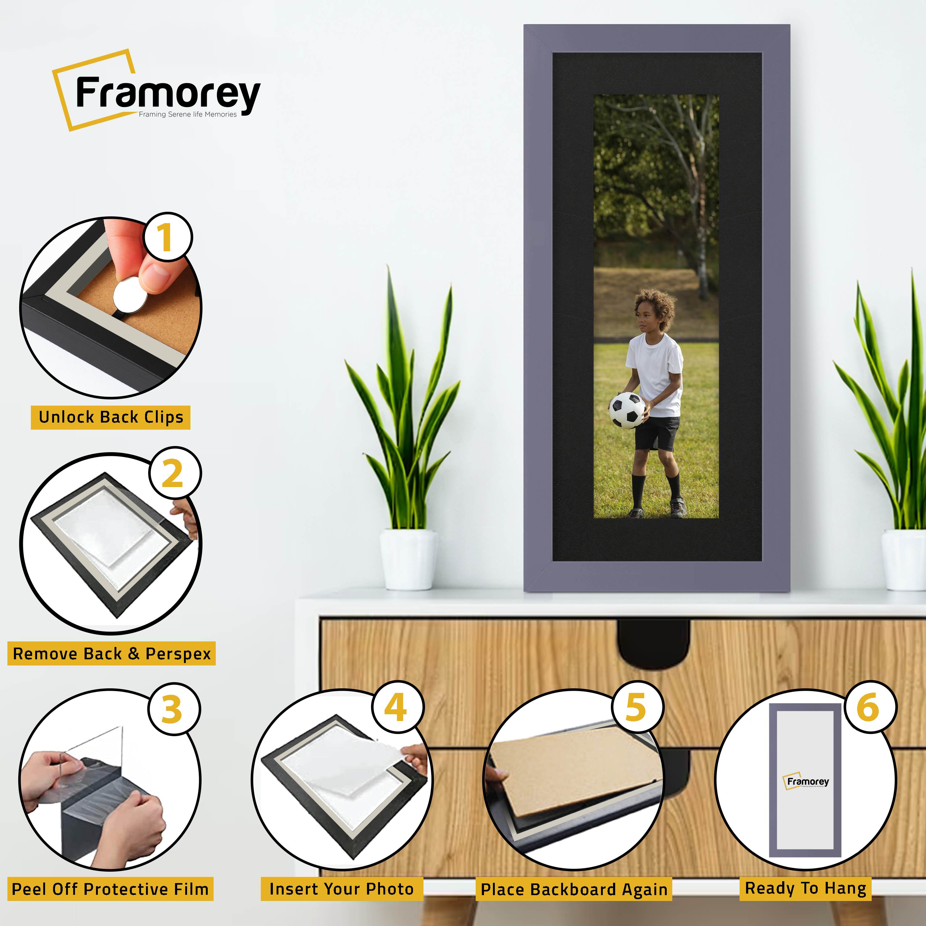 Panoramic Purple Picture Frame With Black Mount