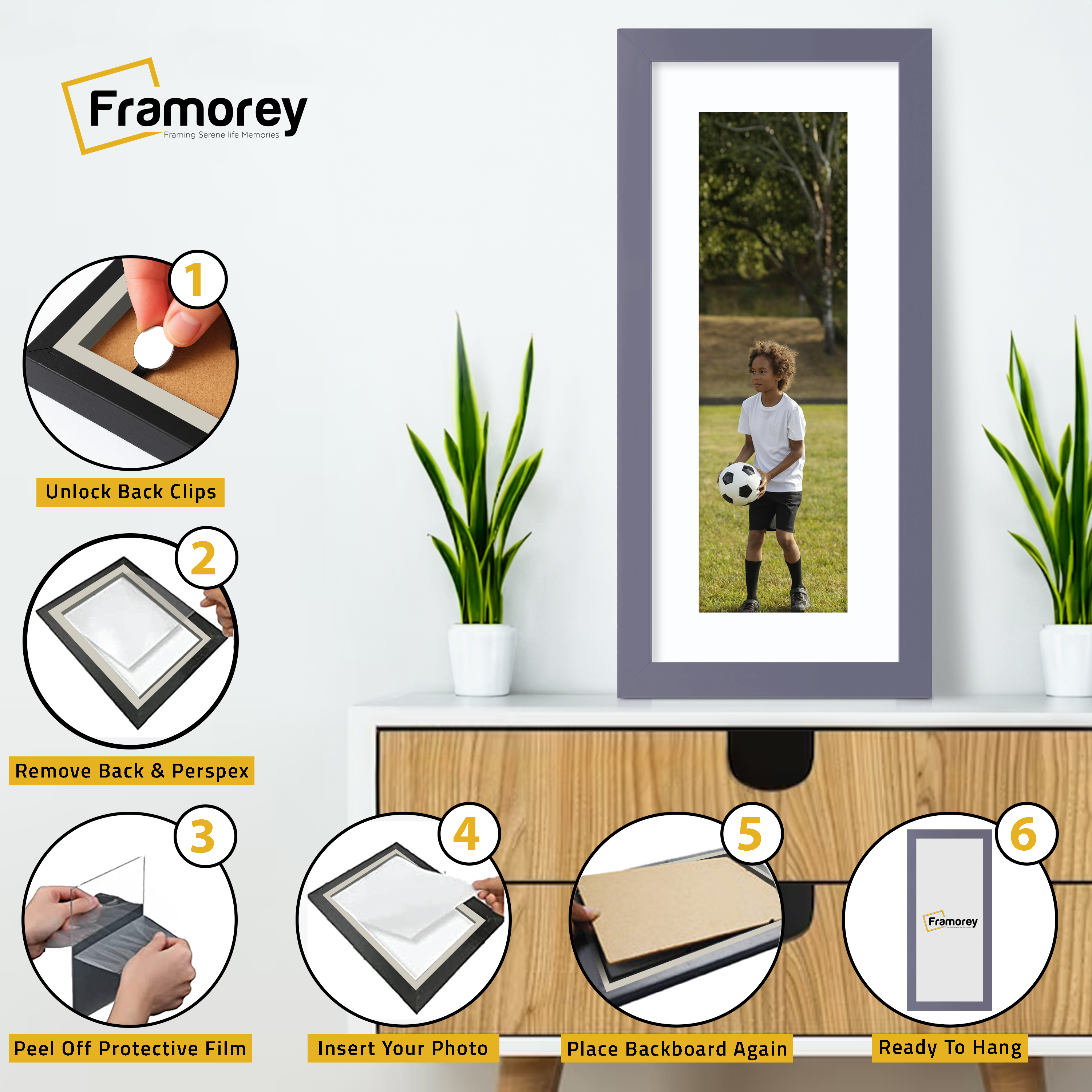 Panoramic Purple Picture Frame With White Mount