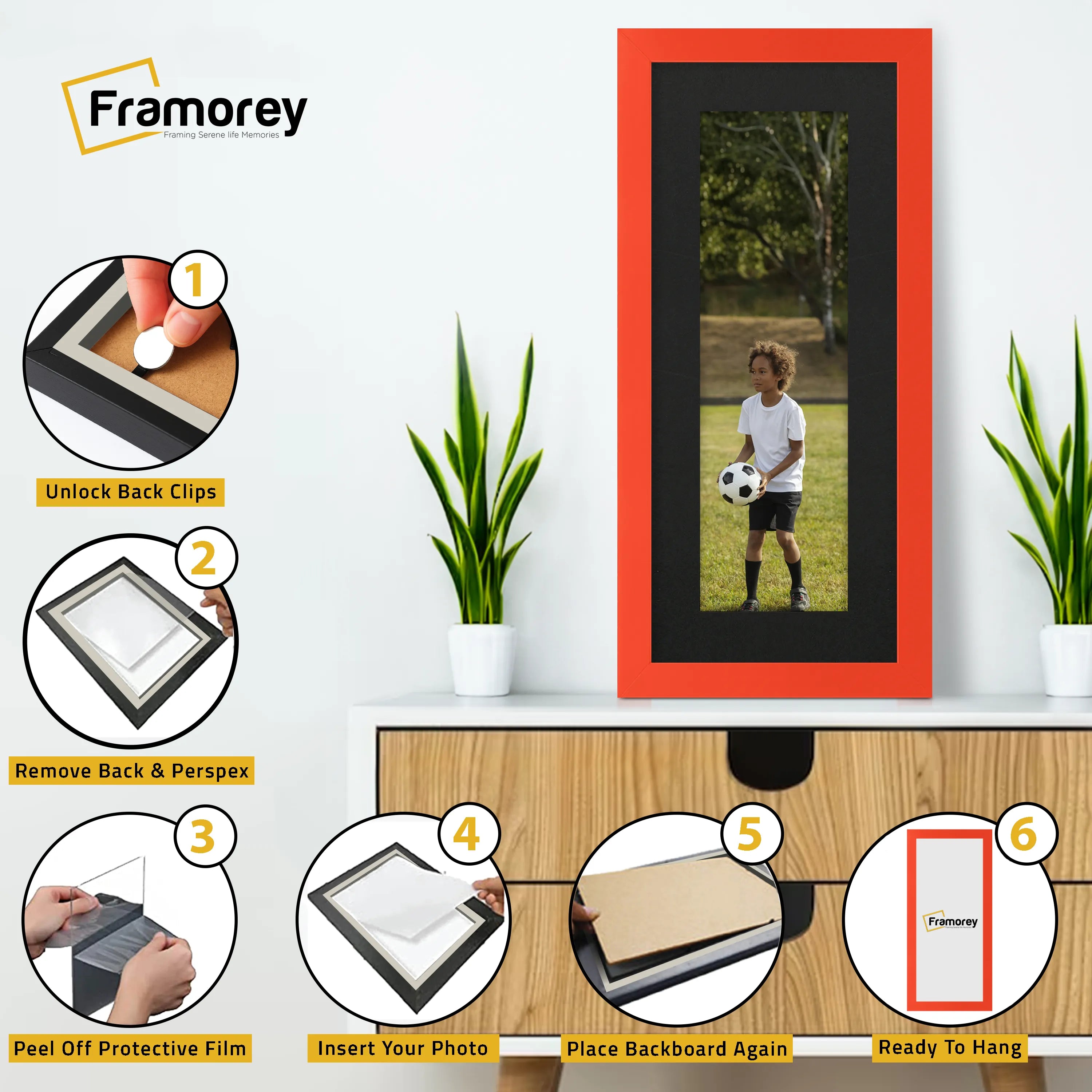 Panoramic Red Picture Frame With Black Mount Wall Decor Frame