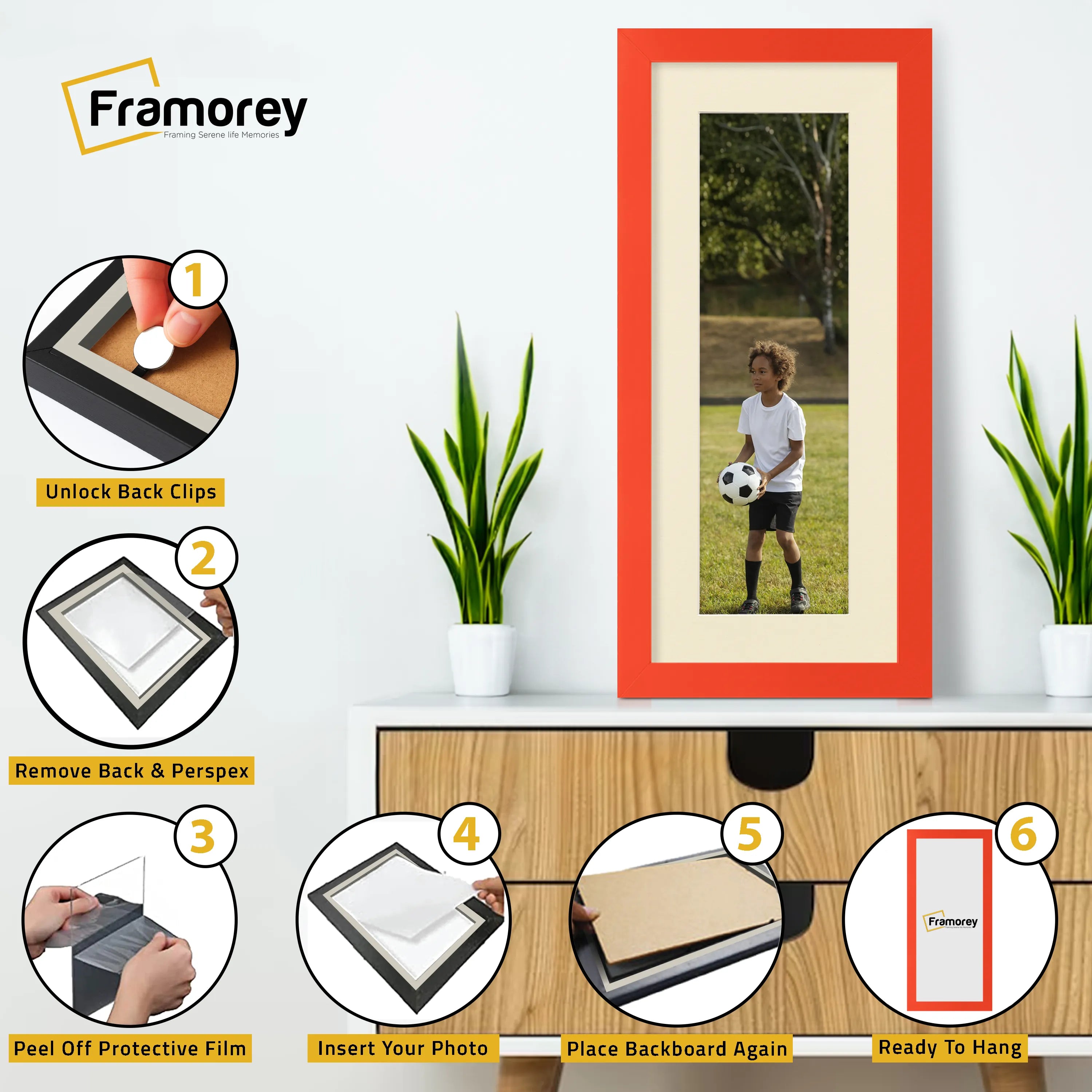 Panoramic Red Picture Frame With Ivory Mount Wall Decor Frame