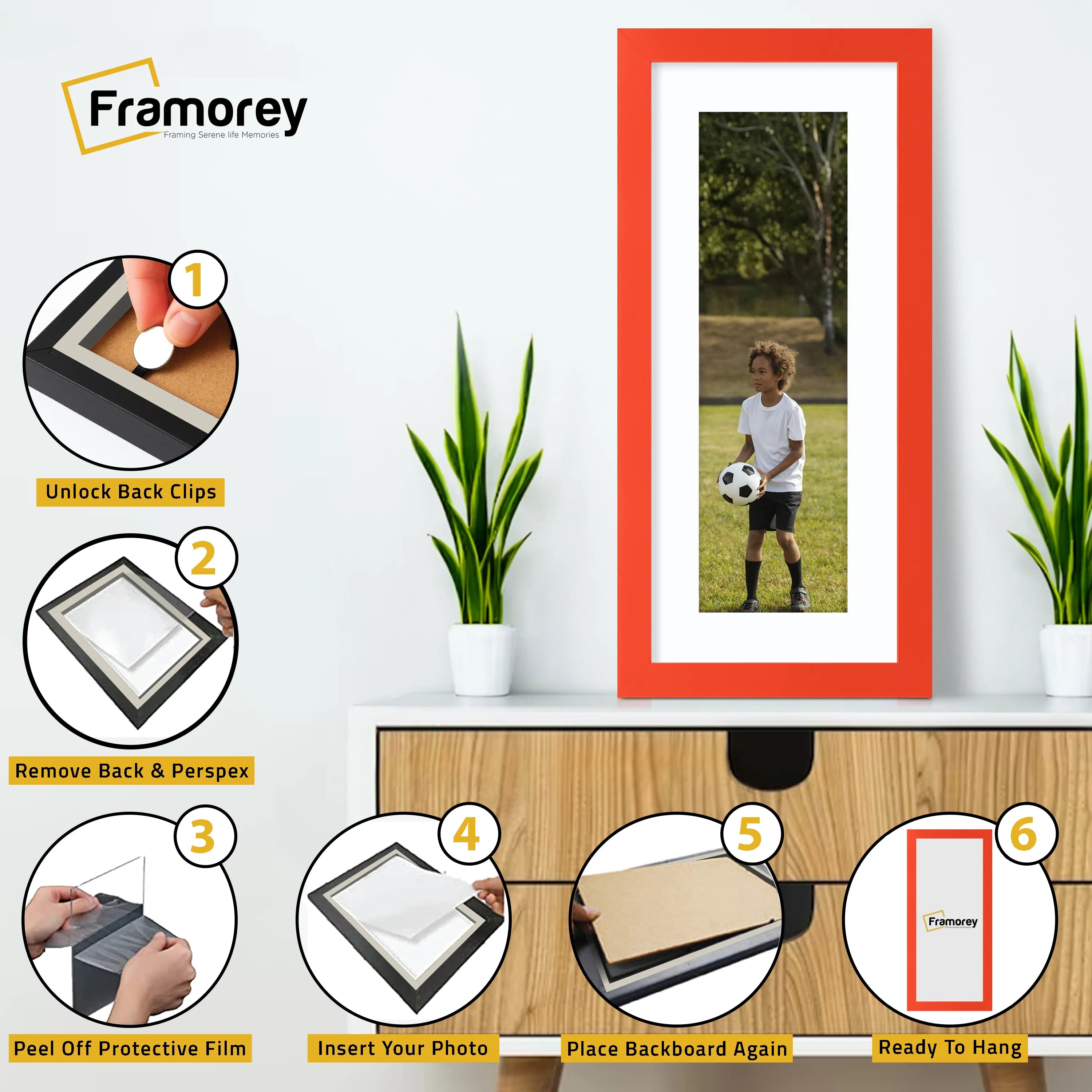 Panoramic Red Picture Frame With White Mount