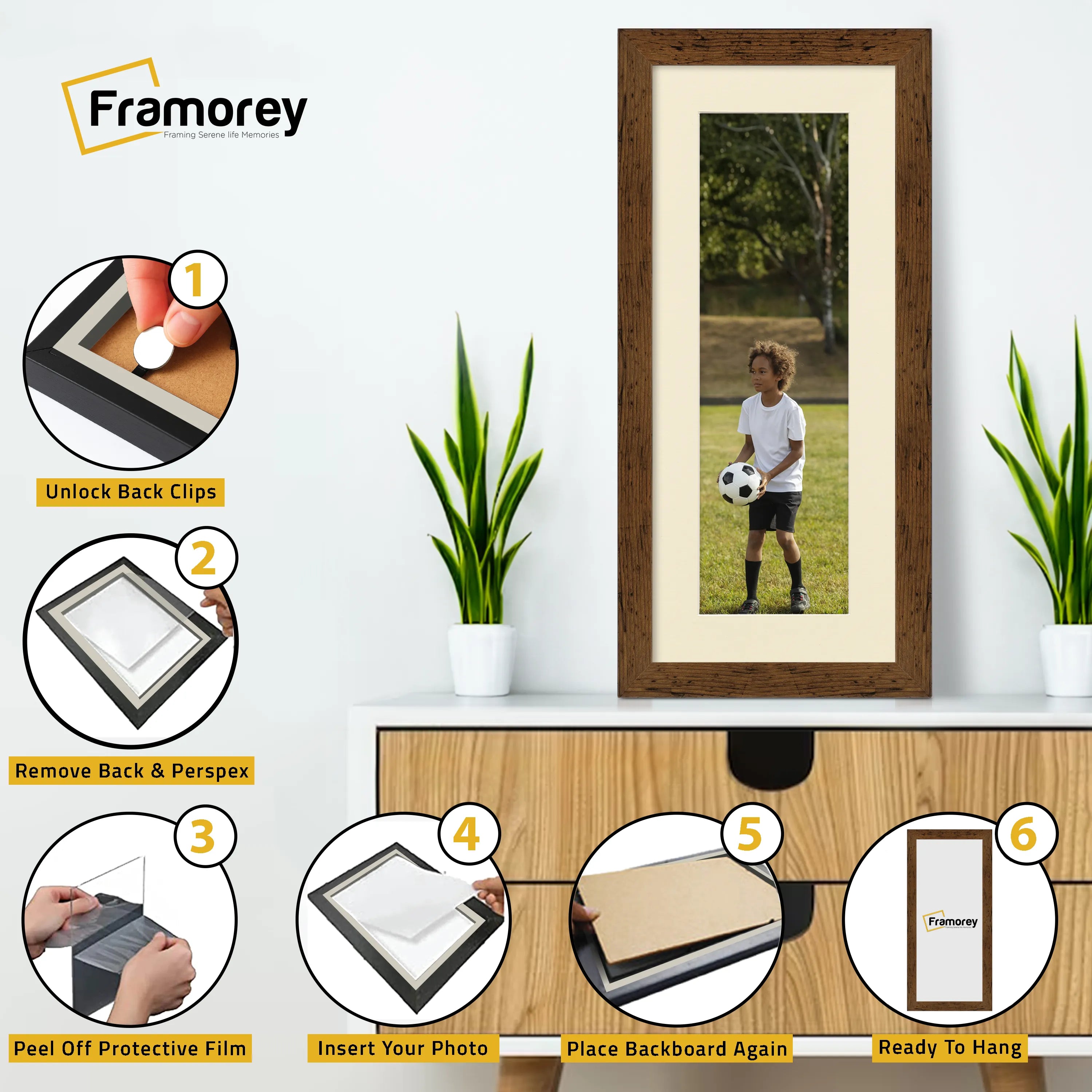 Panoramic Rustic Oak Picture Frame With Ivory Mount Wall D?cor Frame