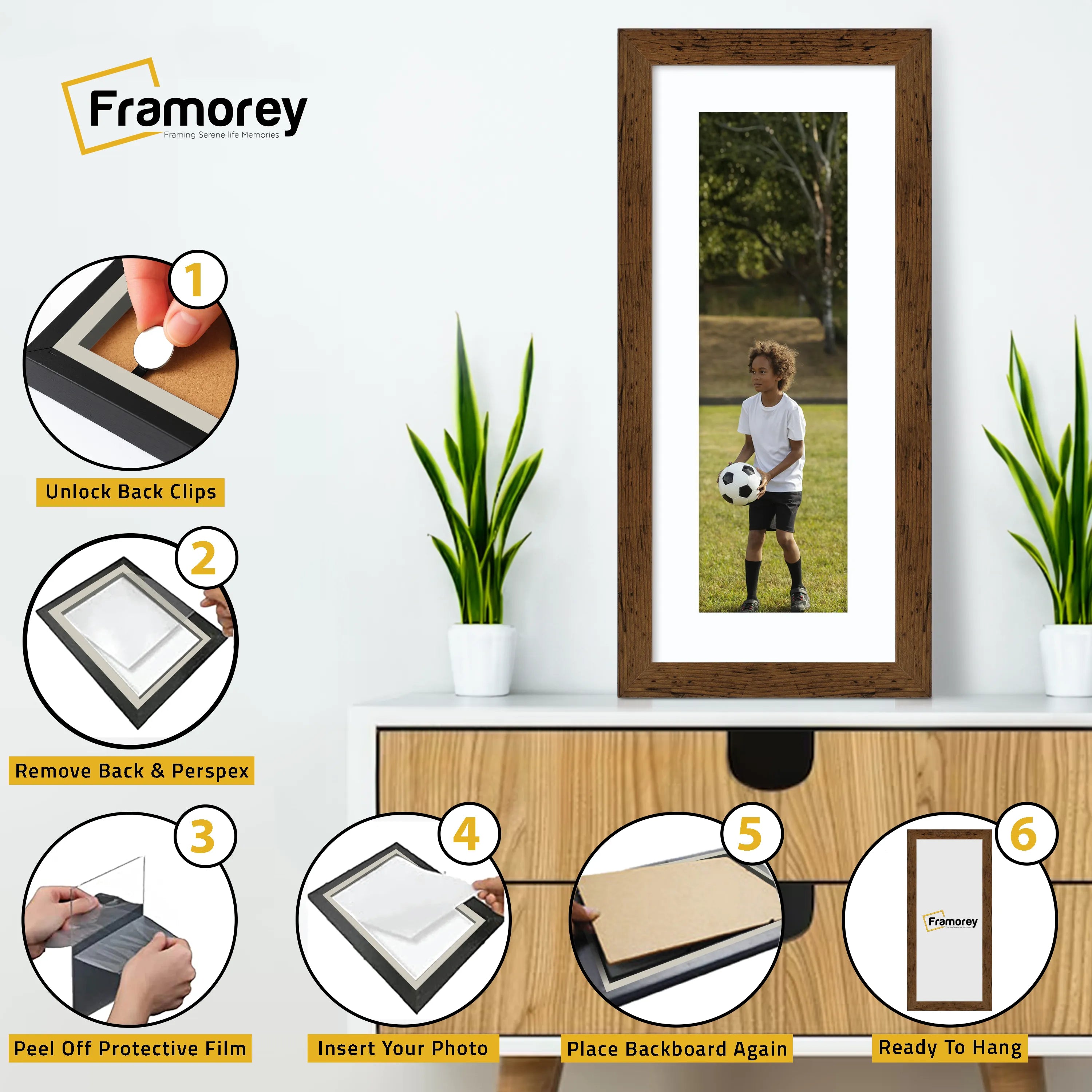 Panoramic Rustic Oak Picture Frame With White Mount