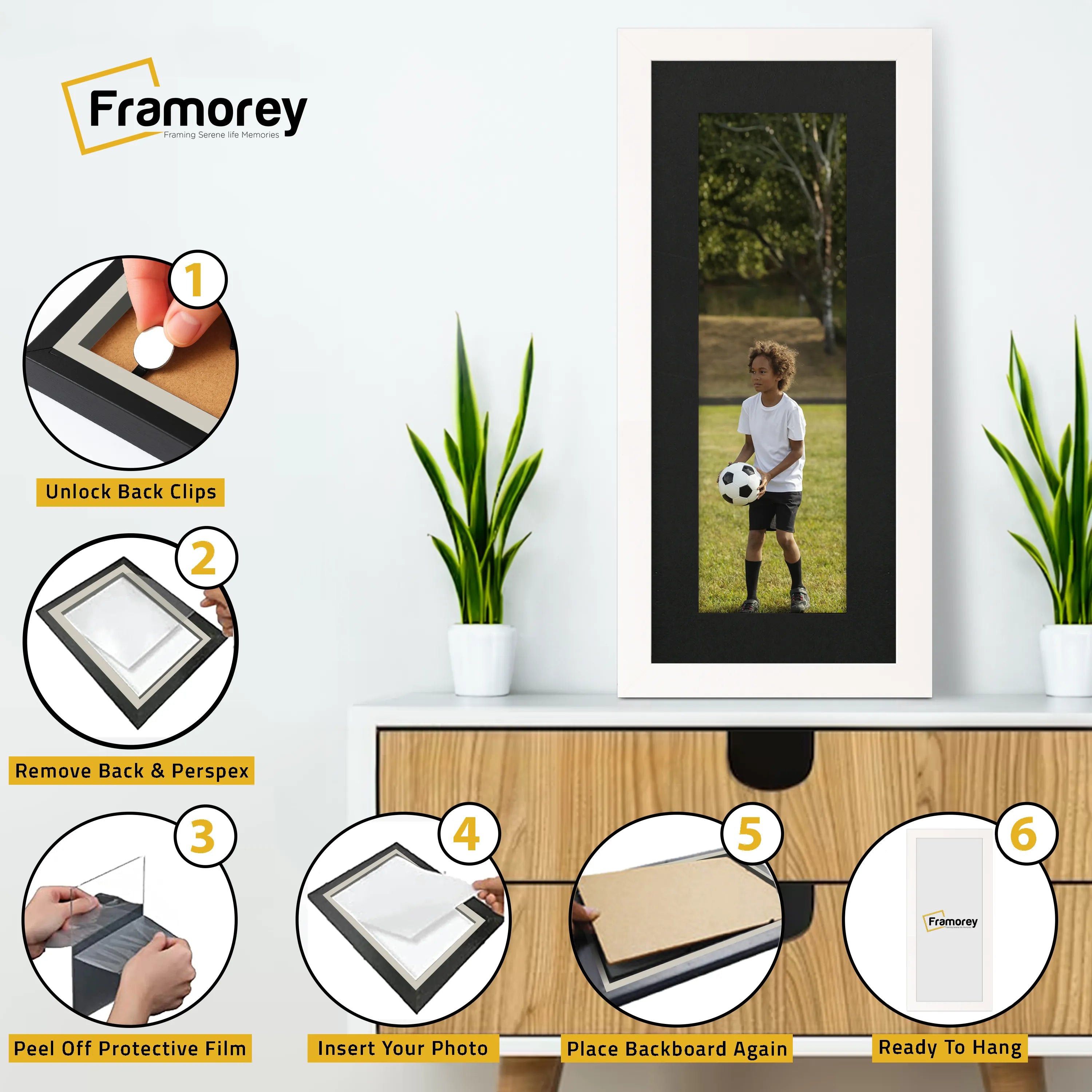 Panoramic White Picture Frame With Black Mount Wall Decor Frame