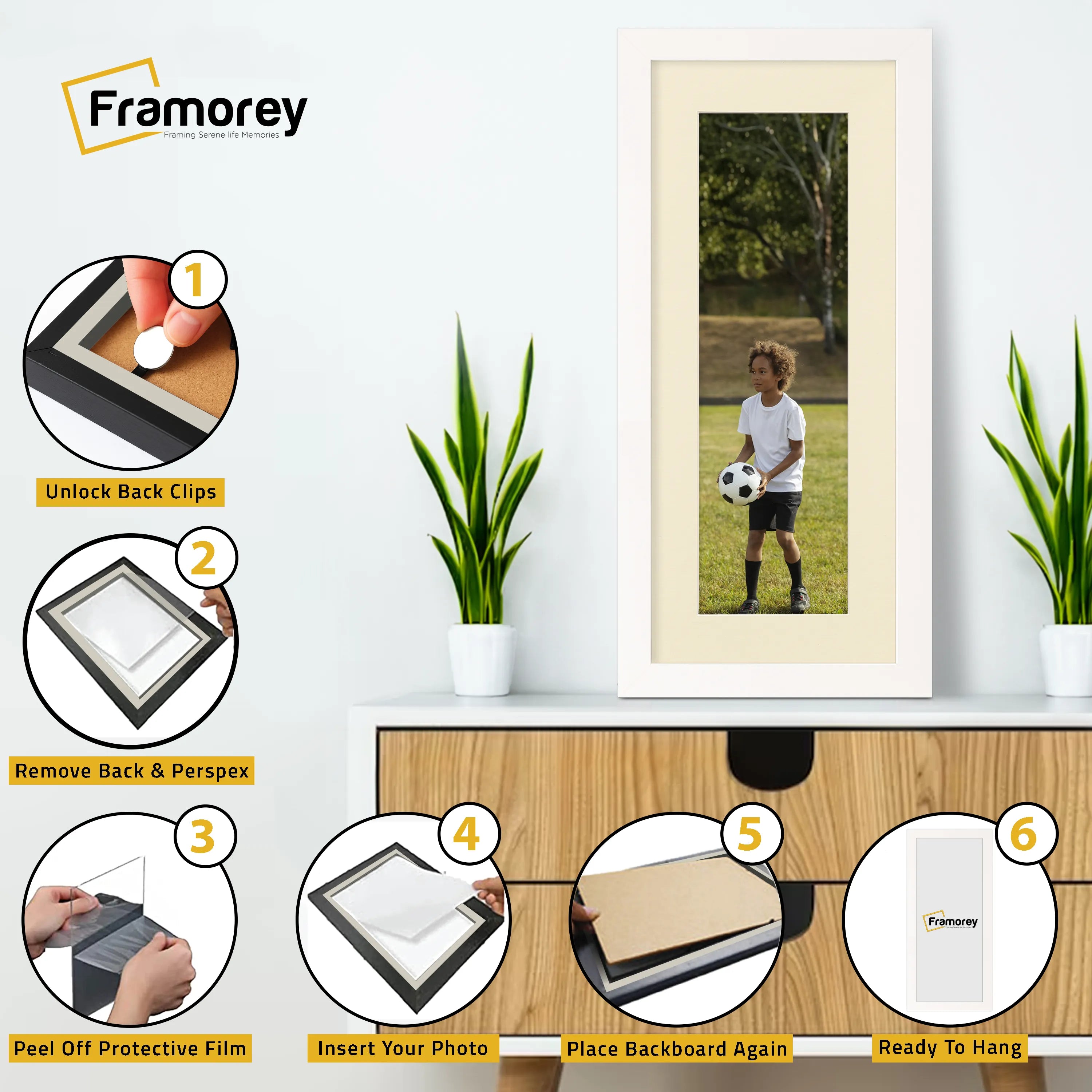Panoramic White Picture Frame With Ivory Mount Wall Decor Frame