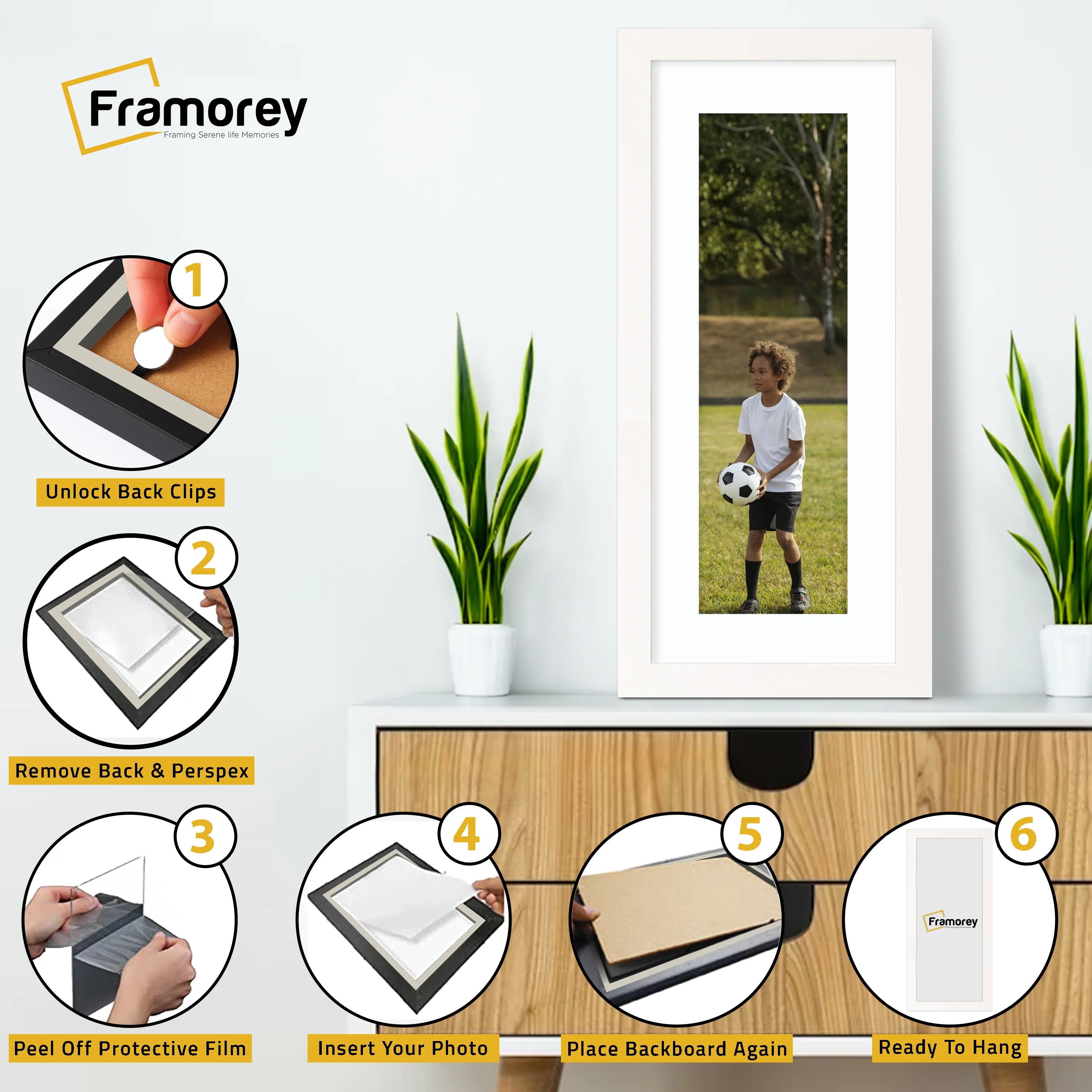 Panoramic White Picture Frame With White Mount