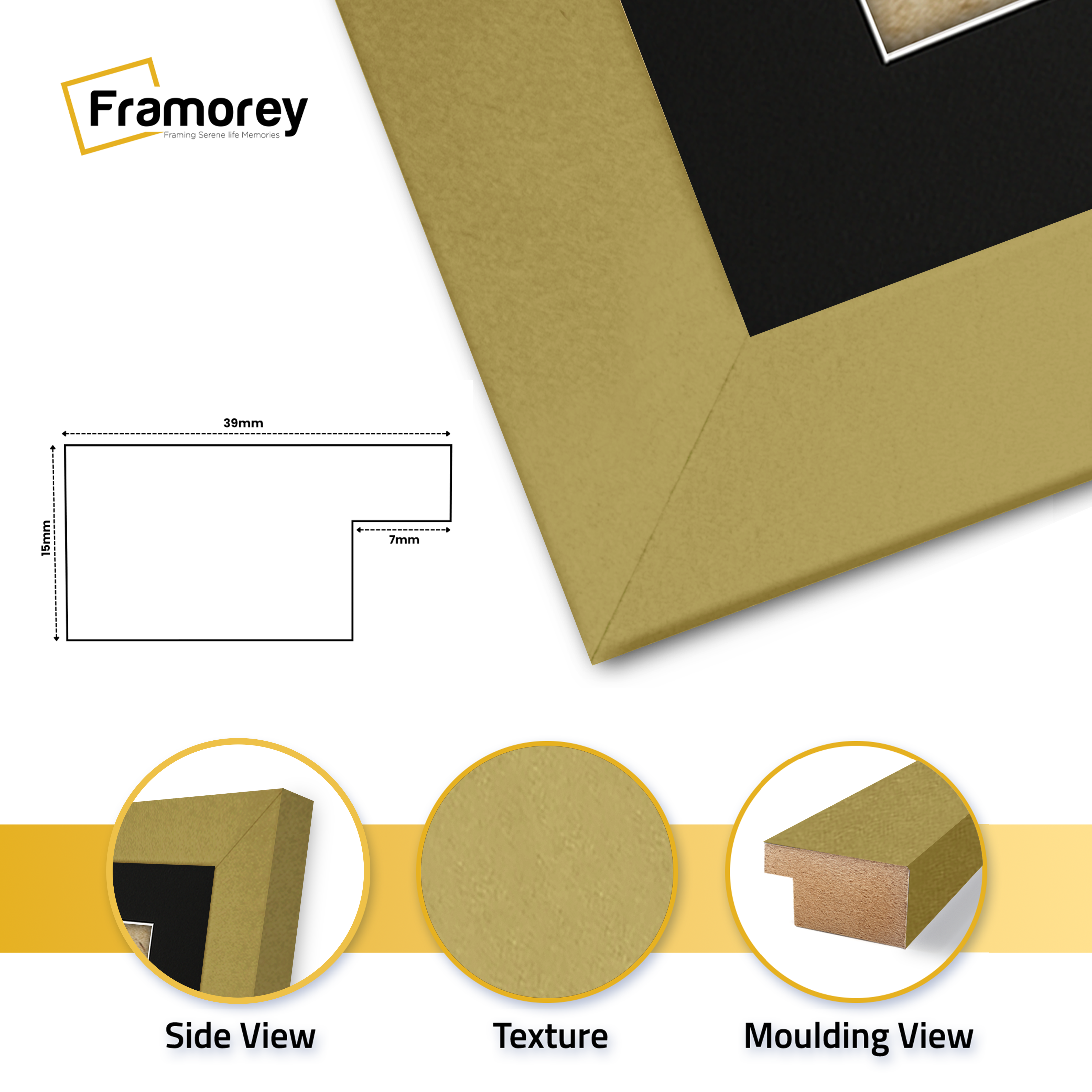 Gold Photo Frames Handmade Wooden Effect Picture Frames With Black Mount