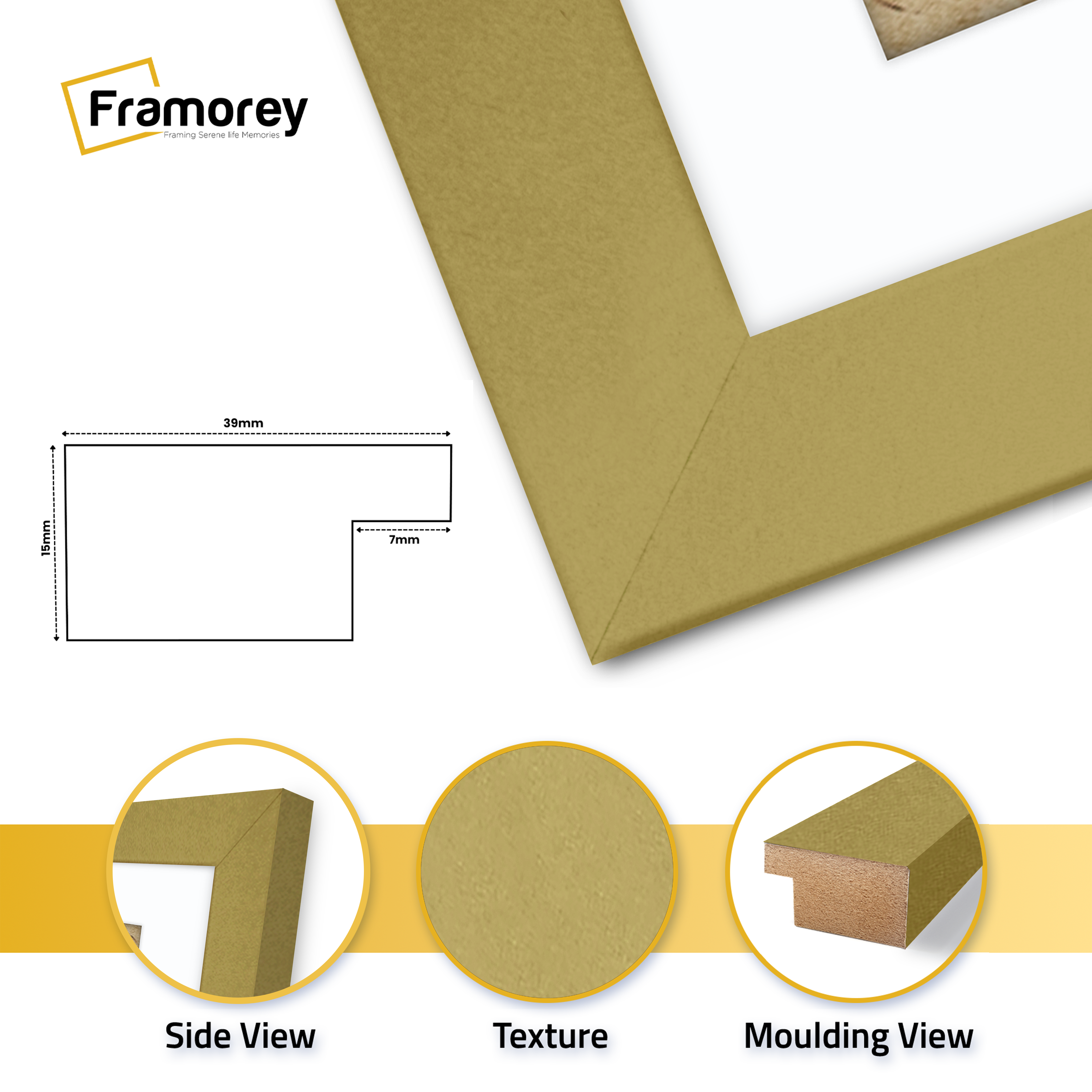 Gold Picture Frames Handmade Wooden Effect Photo Frames With White Mount