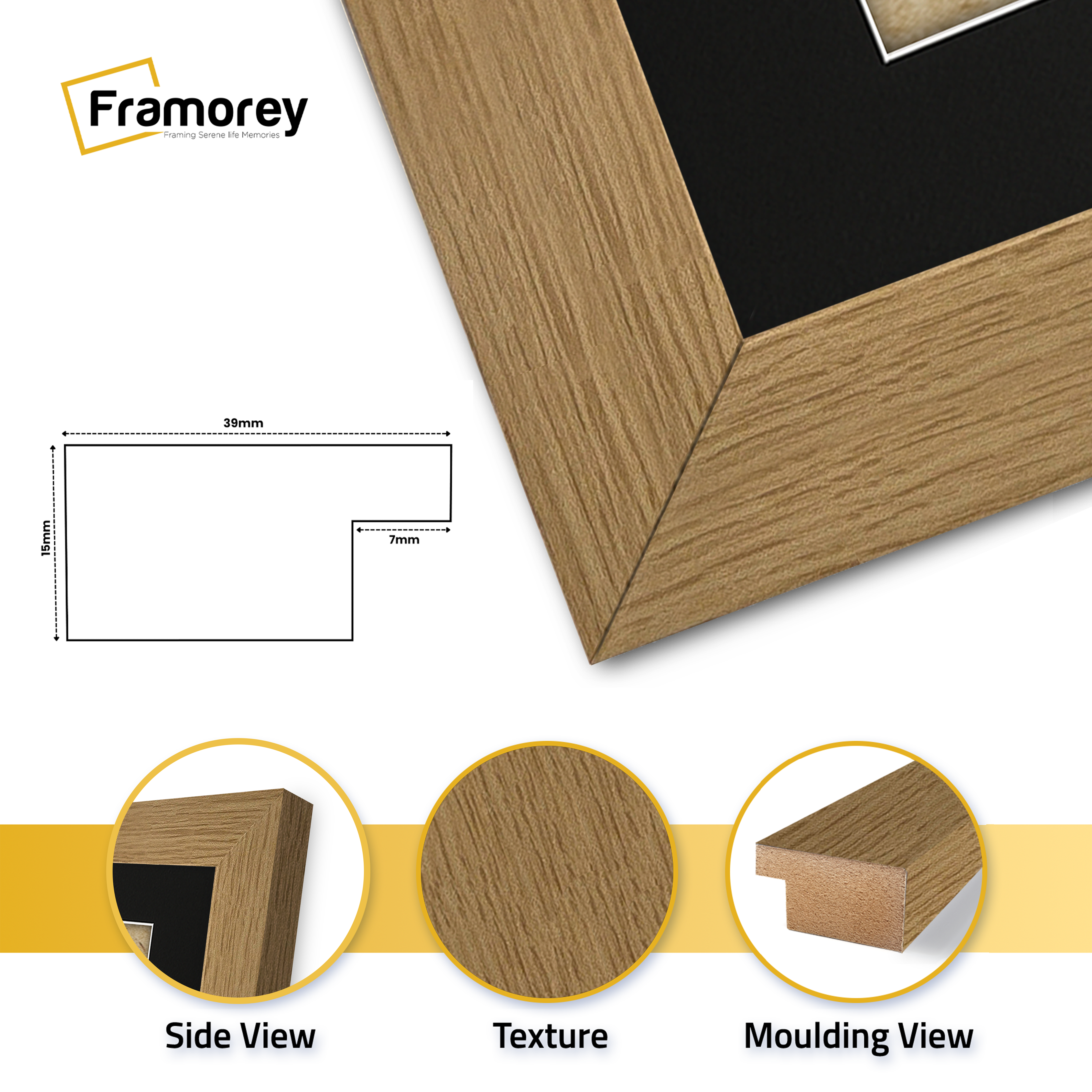 Oak Photo Frames Handmade Wooden Effect Poster Frames With Black Mount