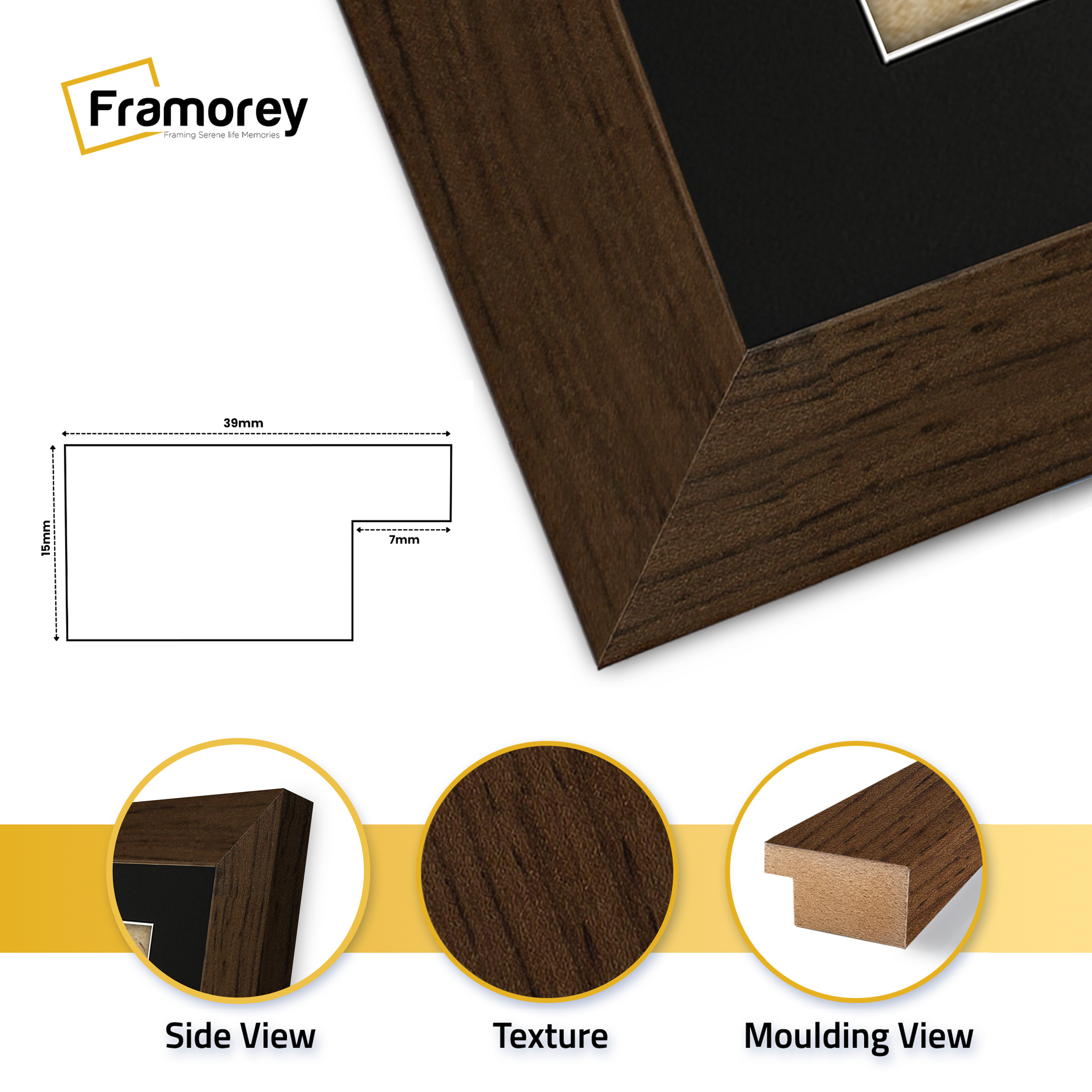 Walnut Picture Frames Handmade Wooden Effect Frames With Black Mount