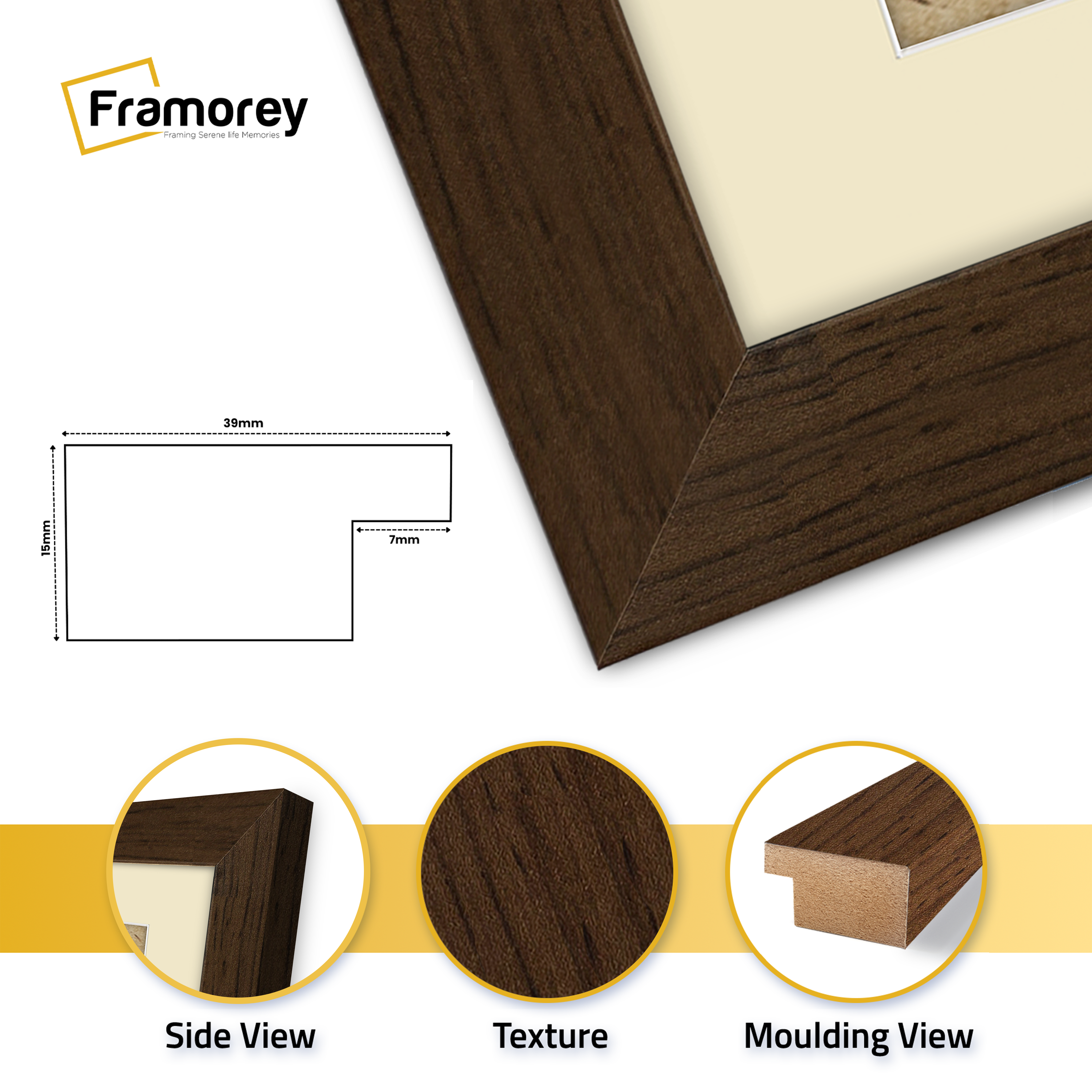 Walnut Photo Frames Handmade Wooden Poster Frames With Ivory Mount