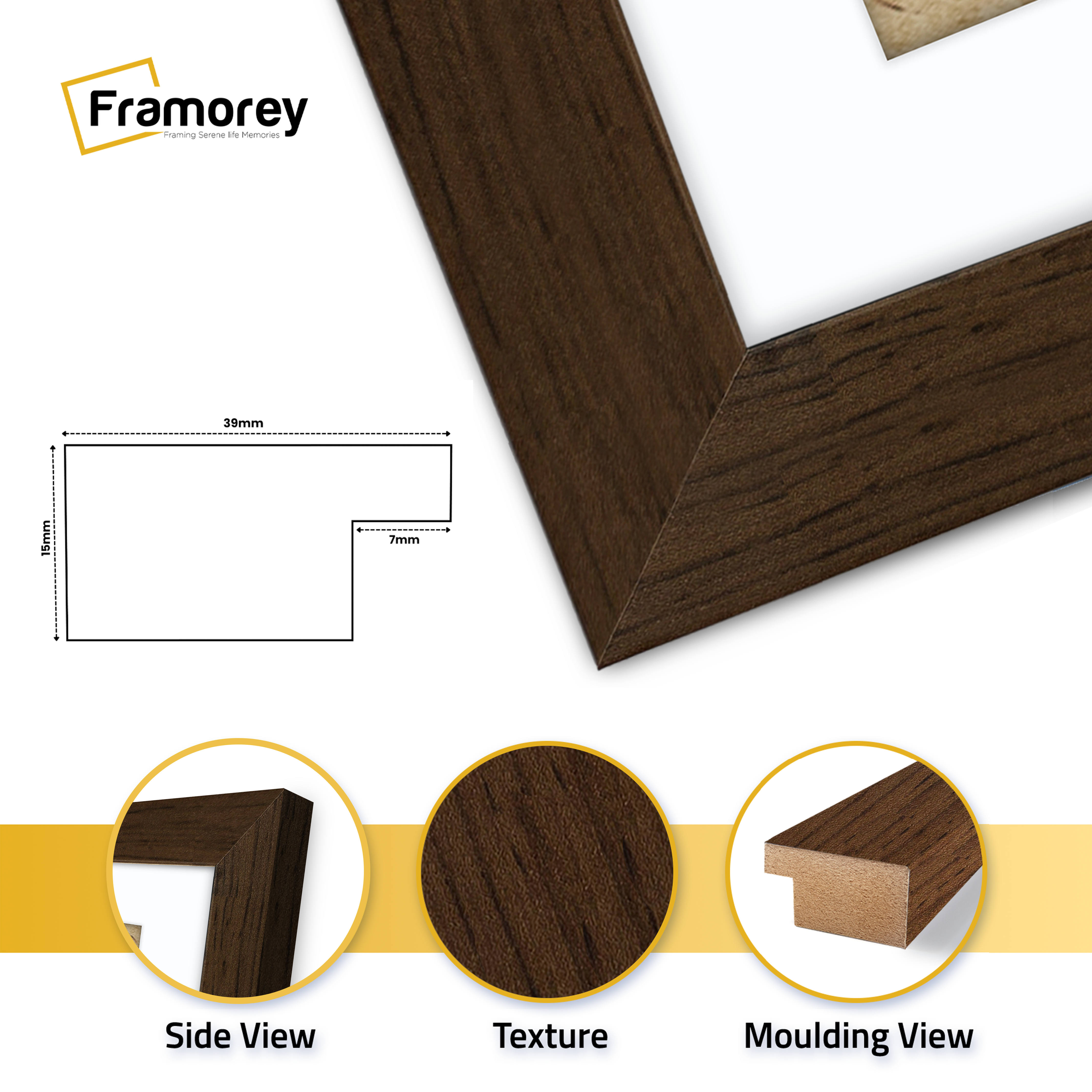 Walnut Picture Frames Handmade Wooden Effect Frames With White Mount