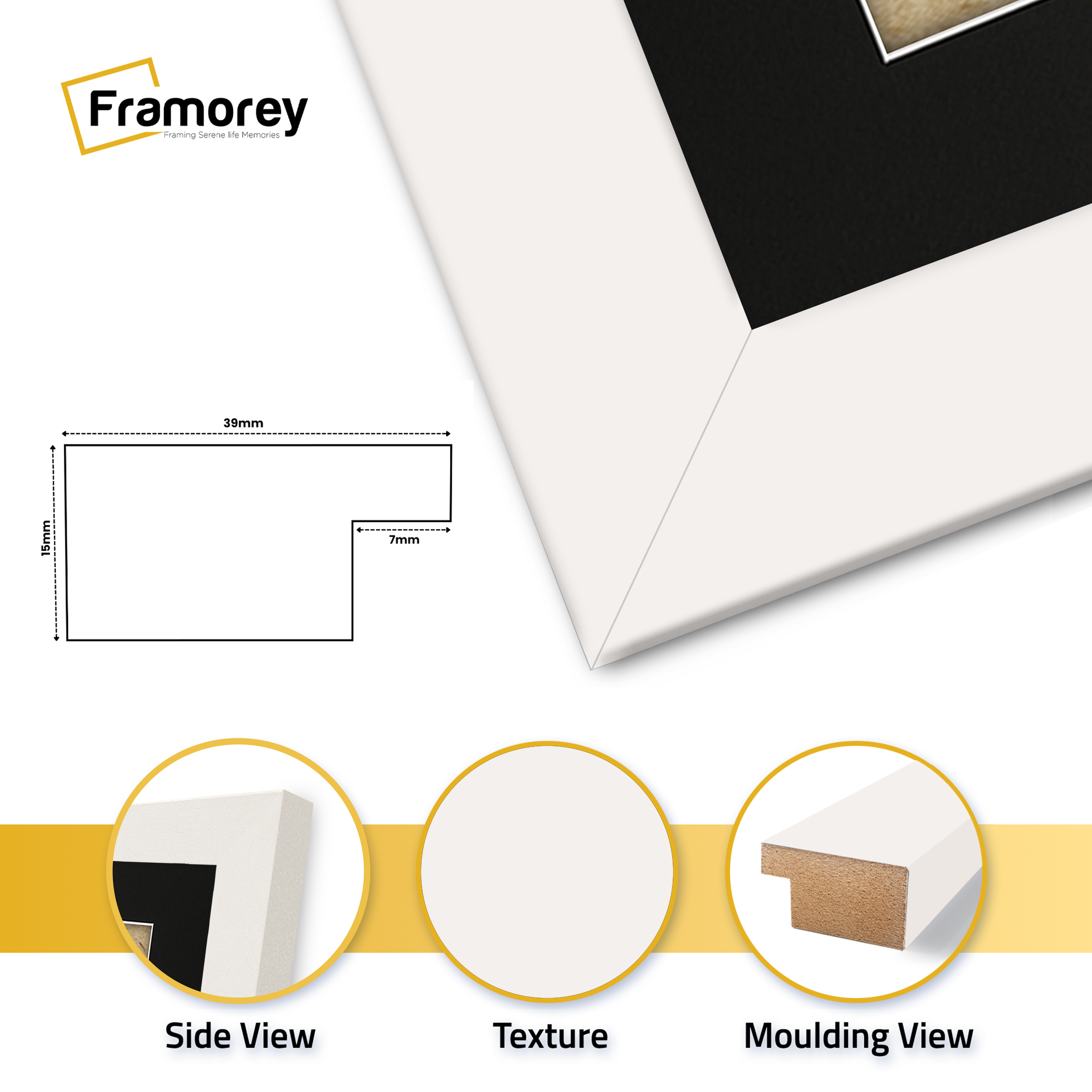 White Picture Photo Frames Handmade Wooden Effect Poster Frames With Black Mount