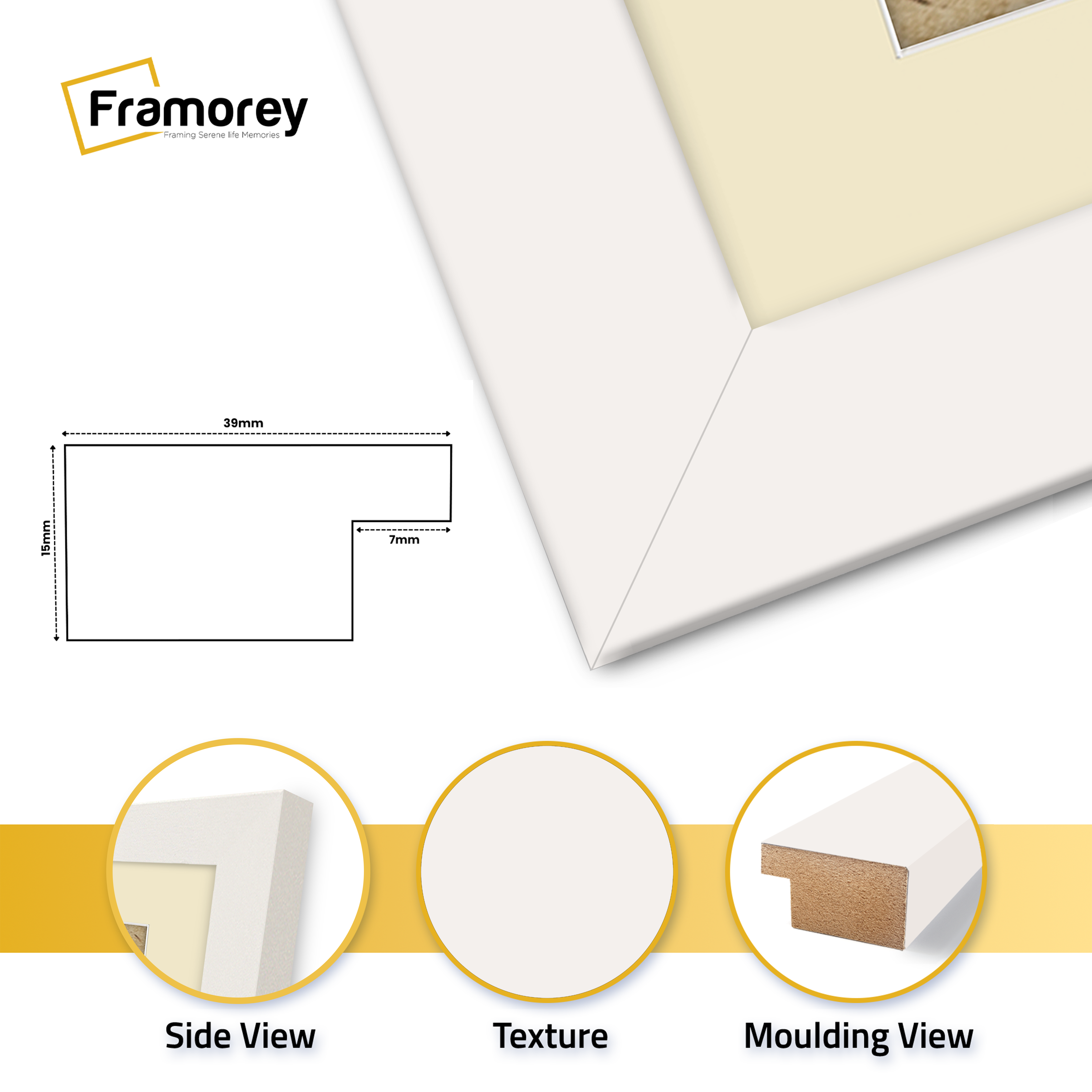 White Picture Photo Frames Handmade Wooden Effect Poster Frames With Ivory Mount