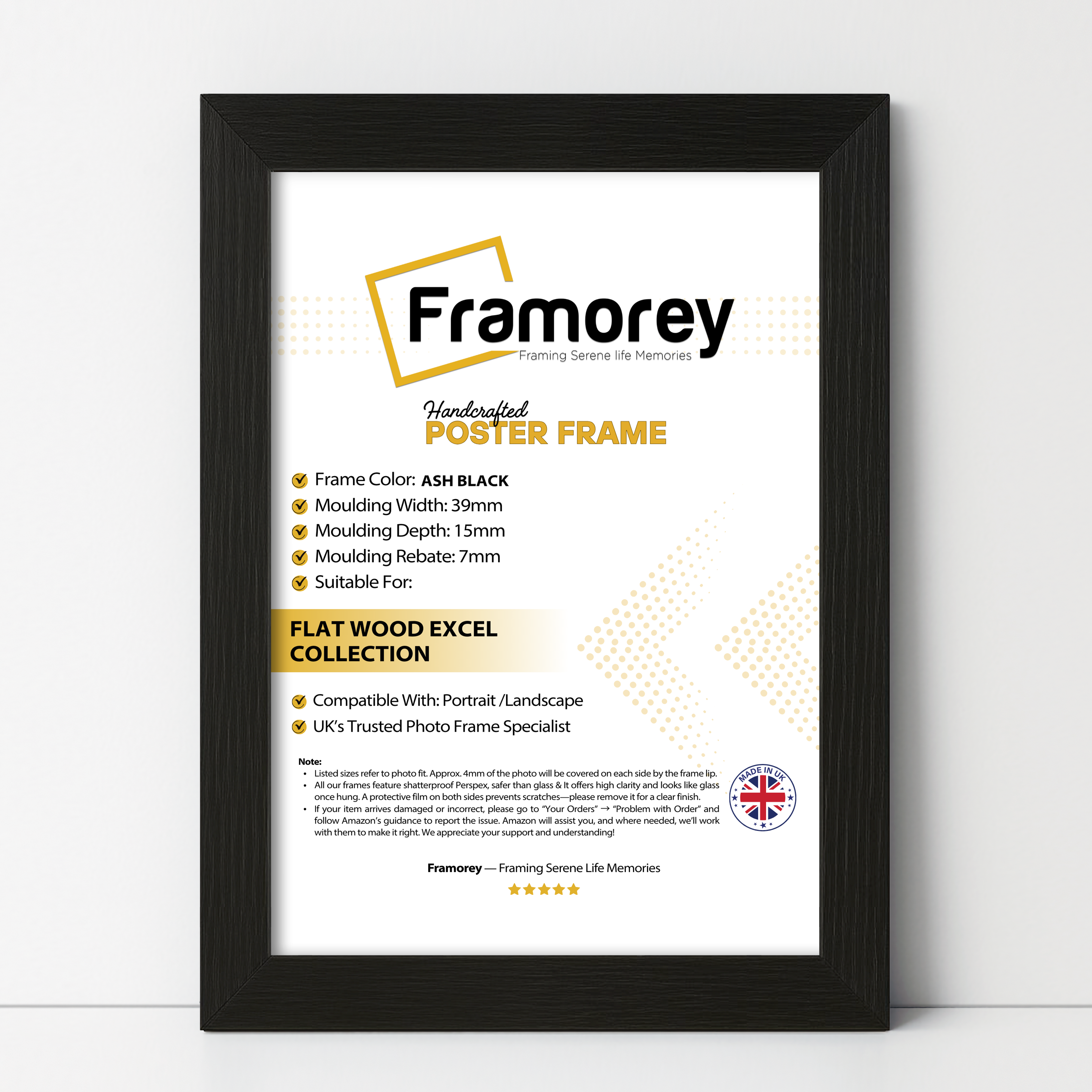 Black Picture Photo Frames Handmade Wooden Effect Poster Frames