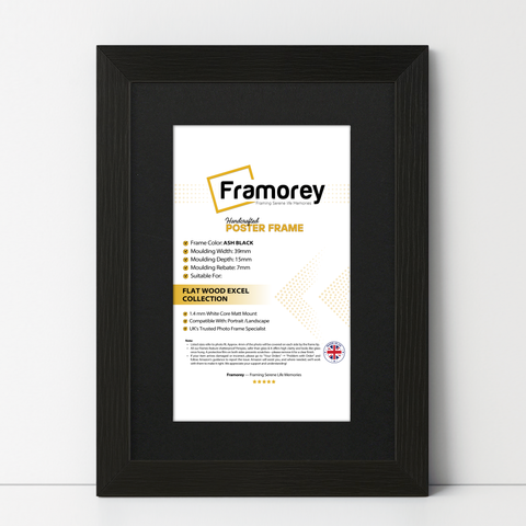 Black Picture Frames Handmade Wooden with Black Mount