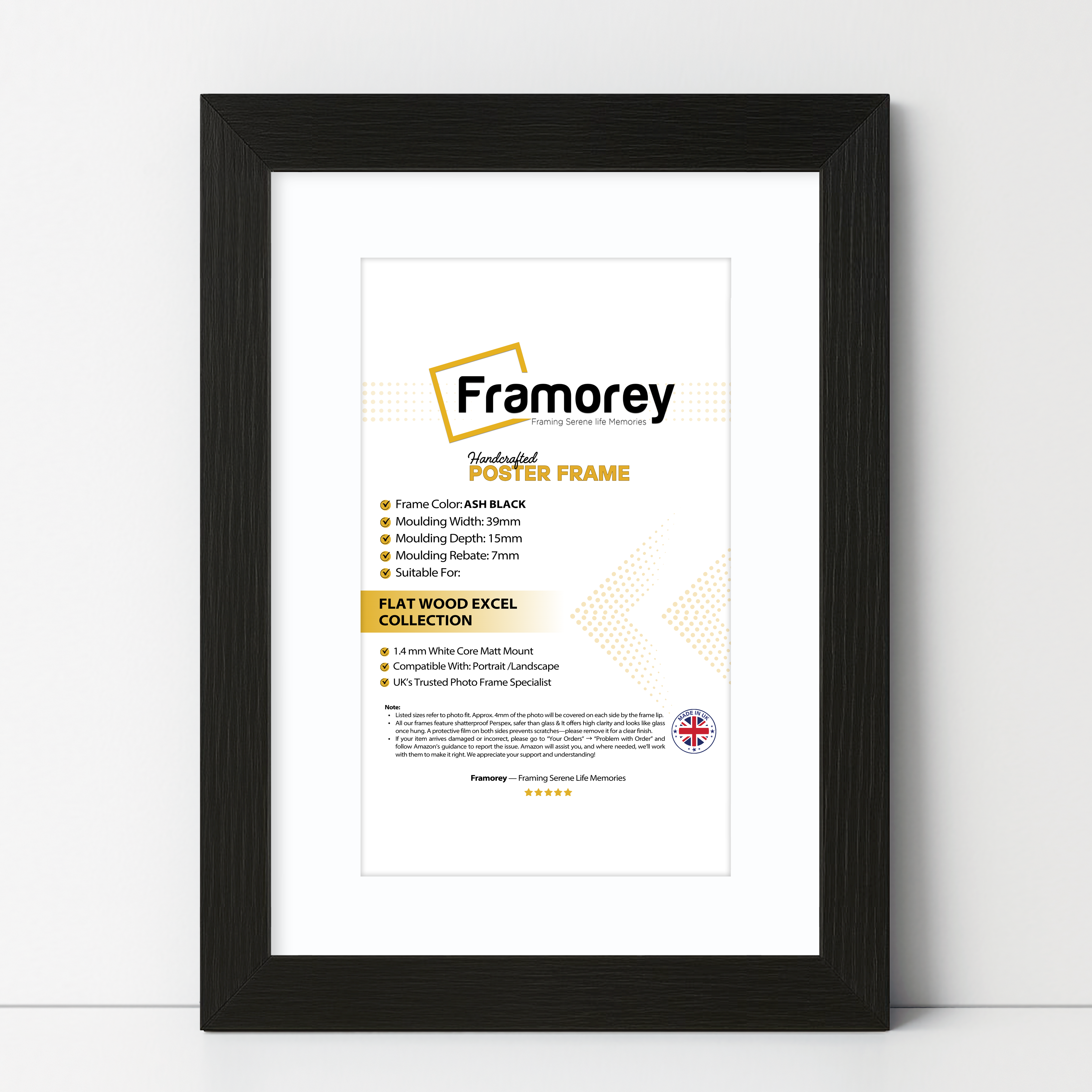 Black Picture Frames Handmade Poster Frames With White Mount