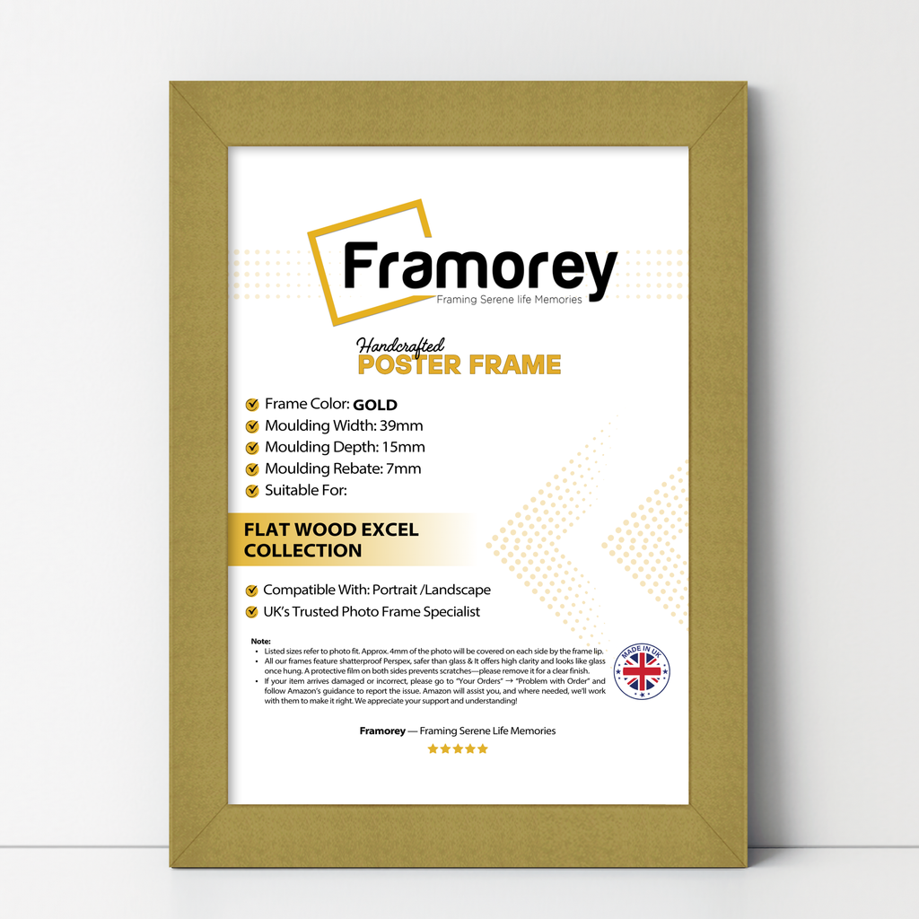 Gold Picture Photo Frames Handmade Wooden Effect Poster Frames