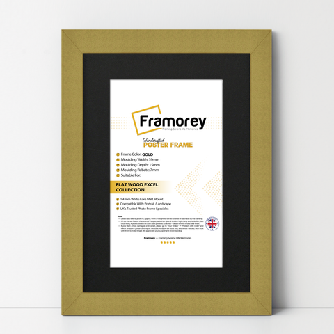 Gold Photo Frames Handmade Wooden Effect Picture Frames With Black Mount