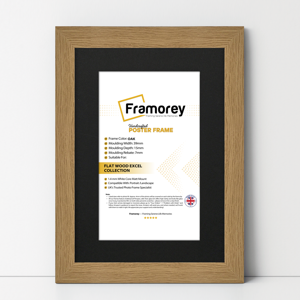 Oak Photo Frames Handmade Wooden Effect Poster Frames With Black Mount