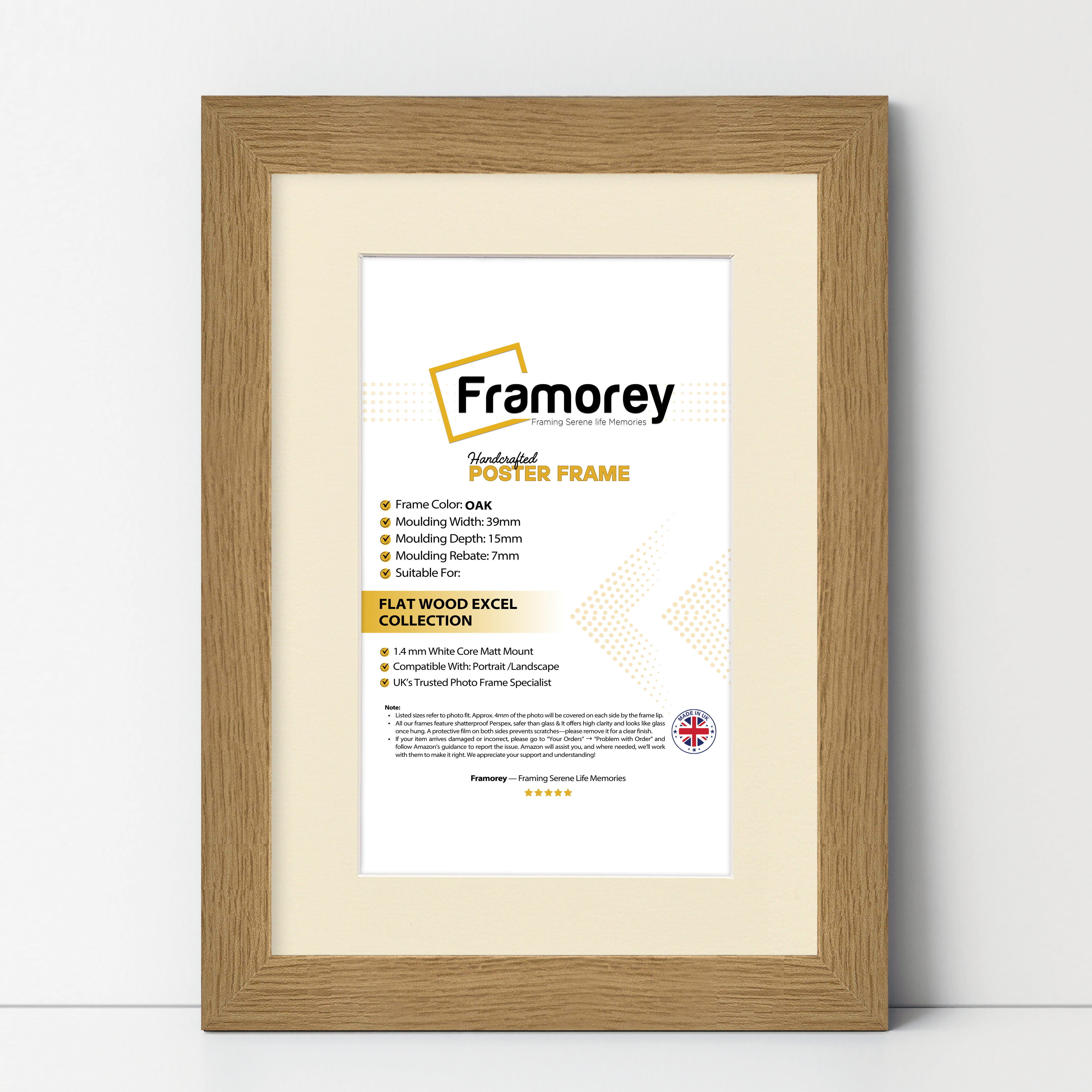 Oak Picture Frames Handmade Wooden Effect Photo Frames With Ivory Mount