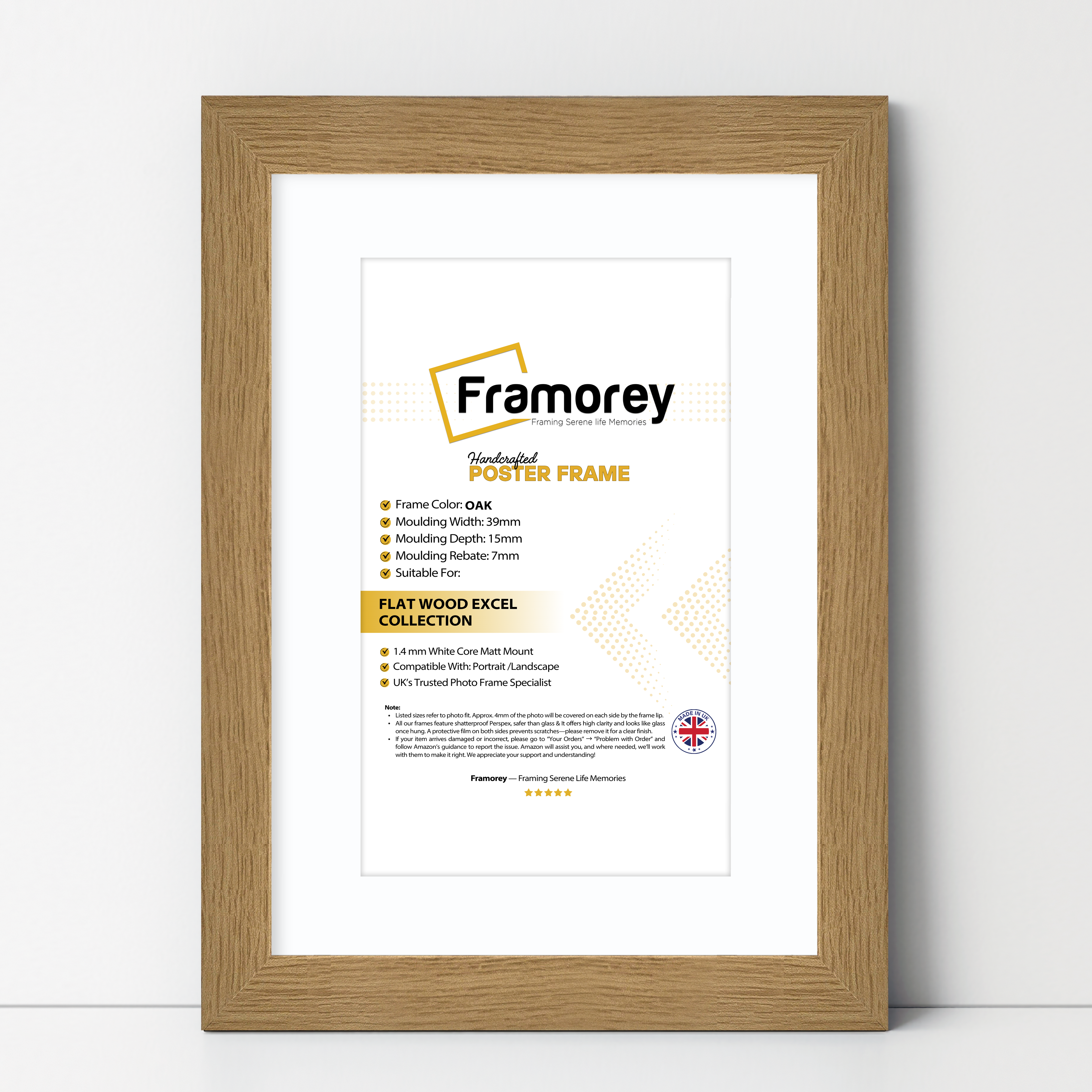 Oak Picture Frames Handmade Wooden Effect Frames With White Mount