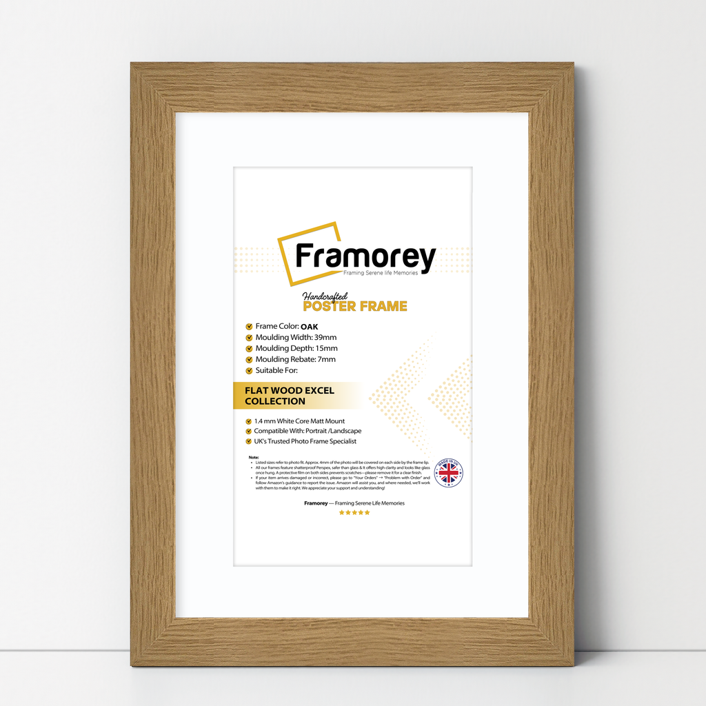 Oak Picture Frames Handmade Wooden Effect Frames With White Mount