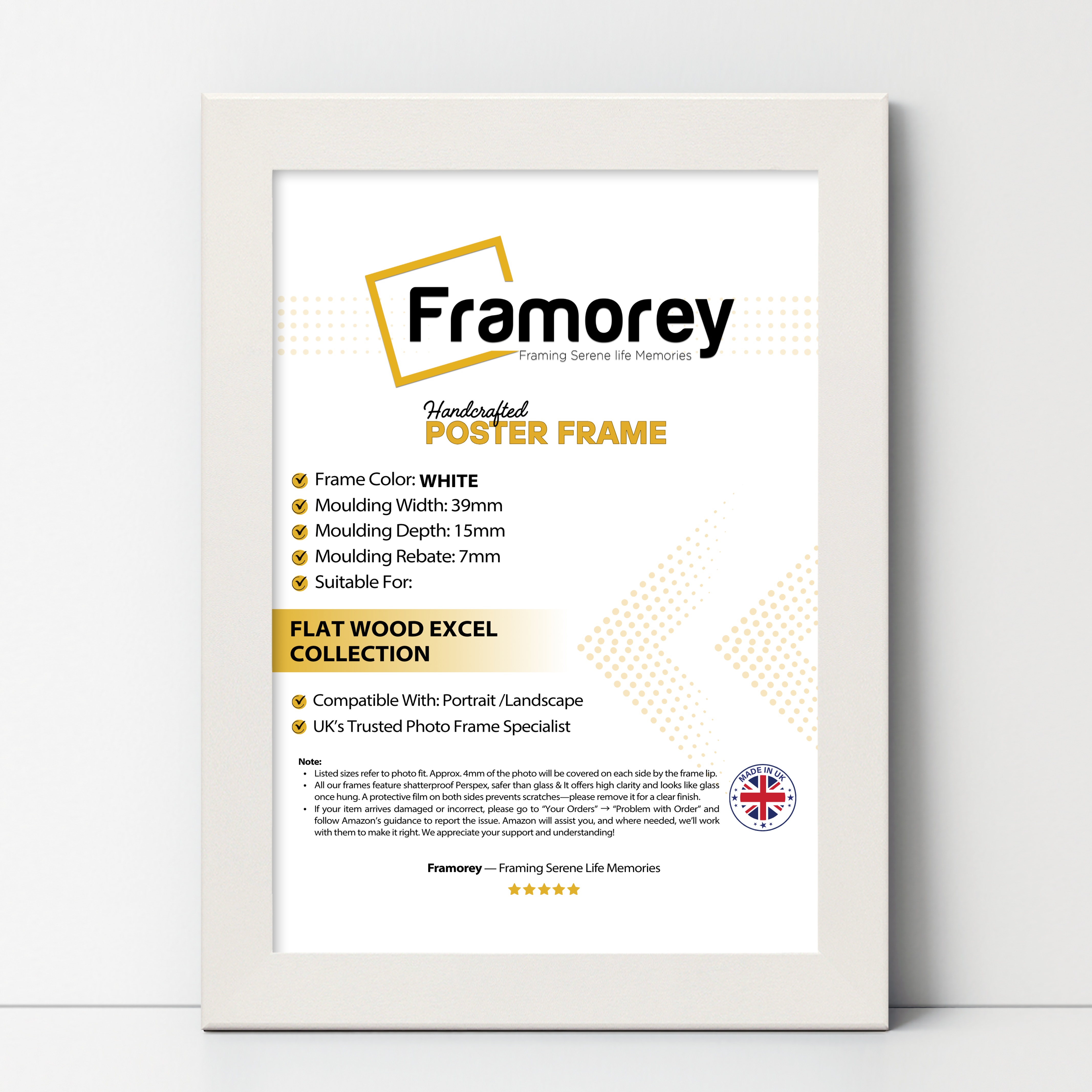 White Picture Photo Frames Handmade Wooden Effect Poster Frames