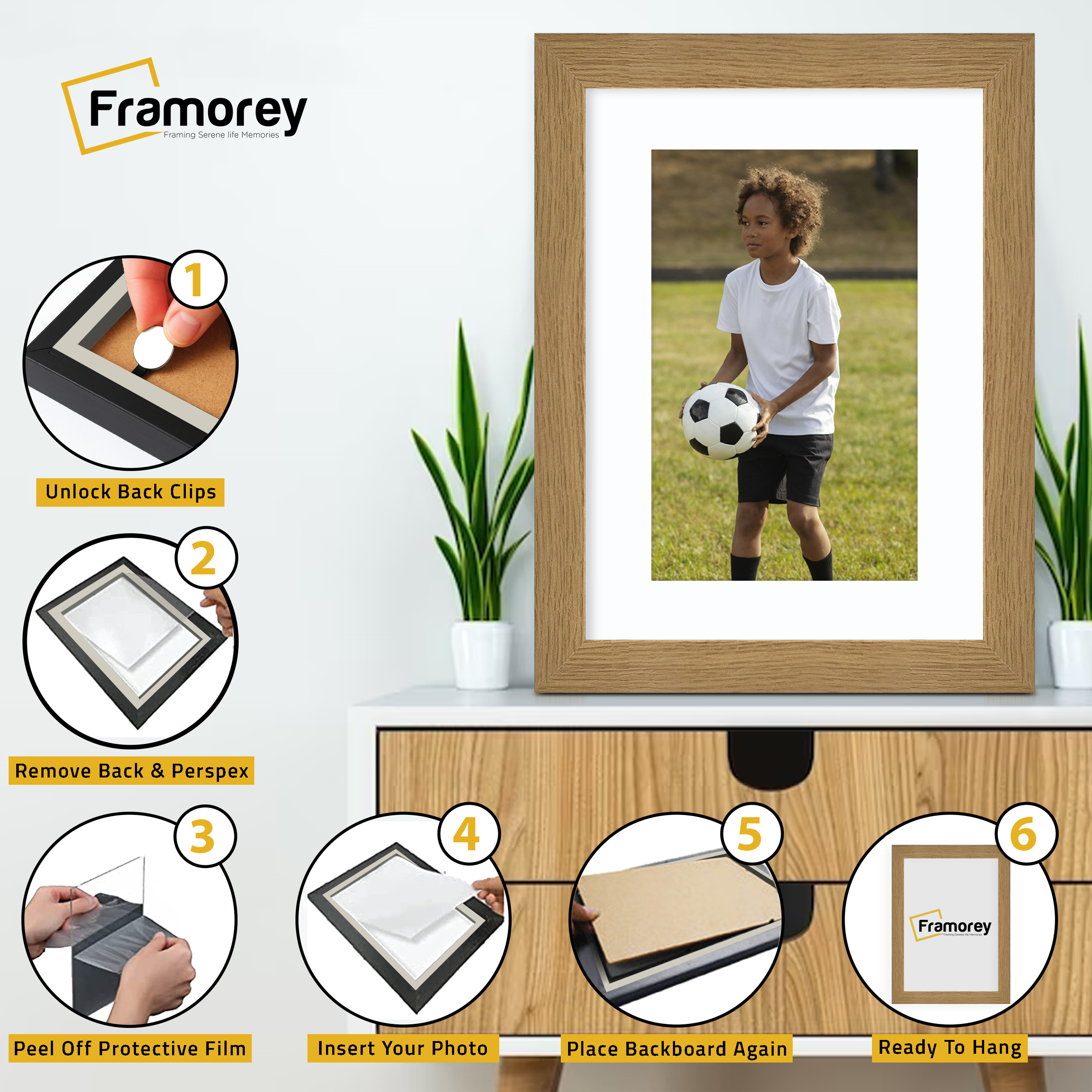 Oak Picture Frames Handmade Wooden Effect Frames With White Mount