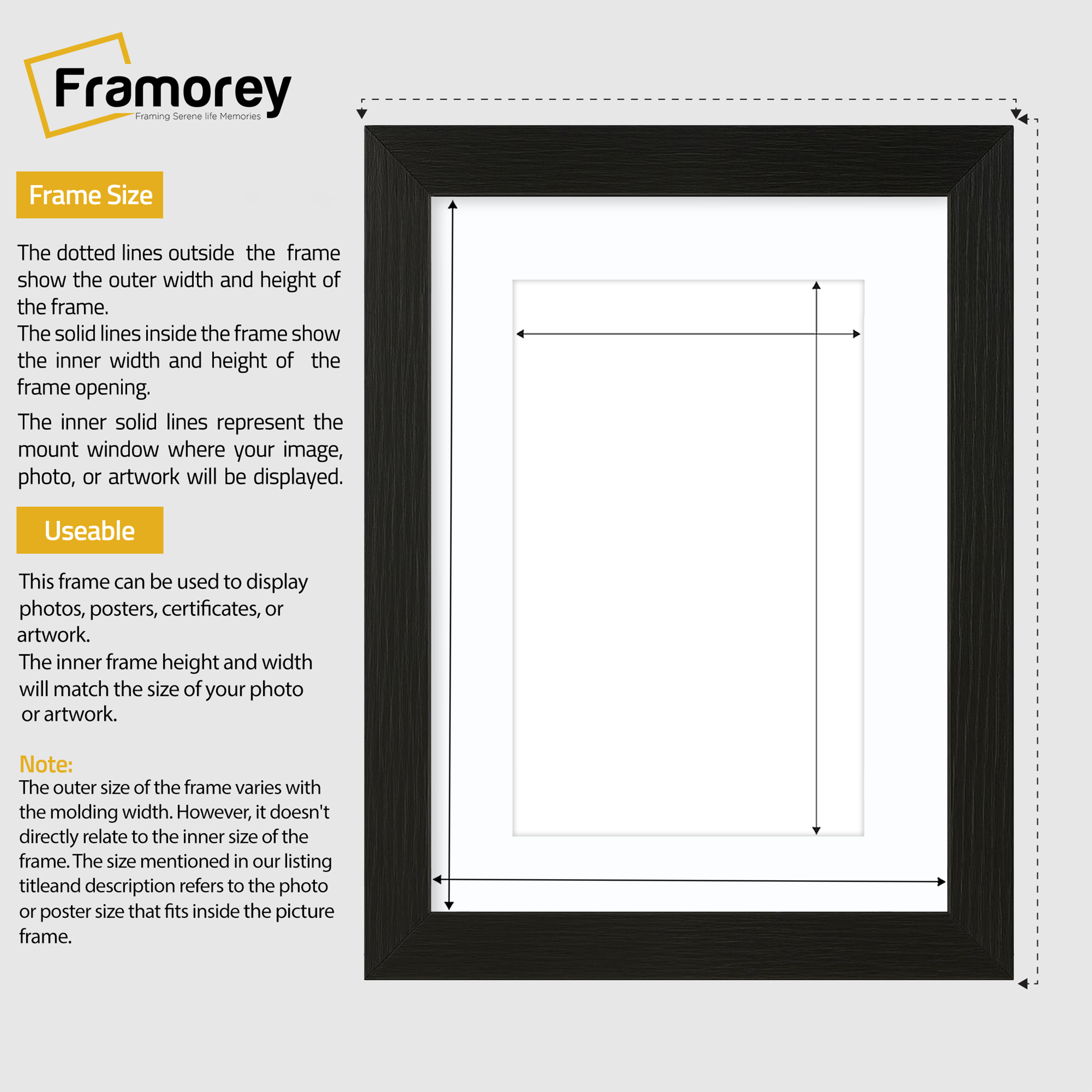 Black Picture Frames Handmade Poster Frames With White Mount