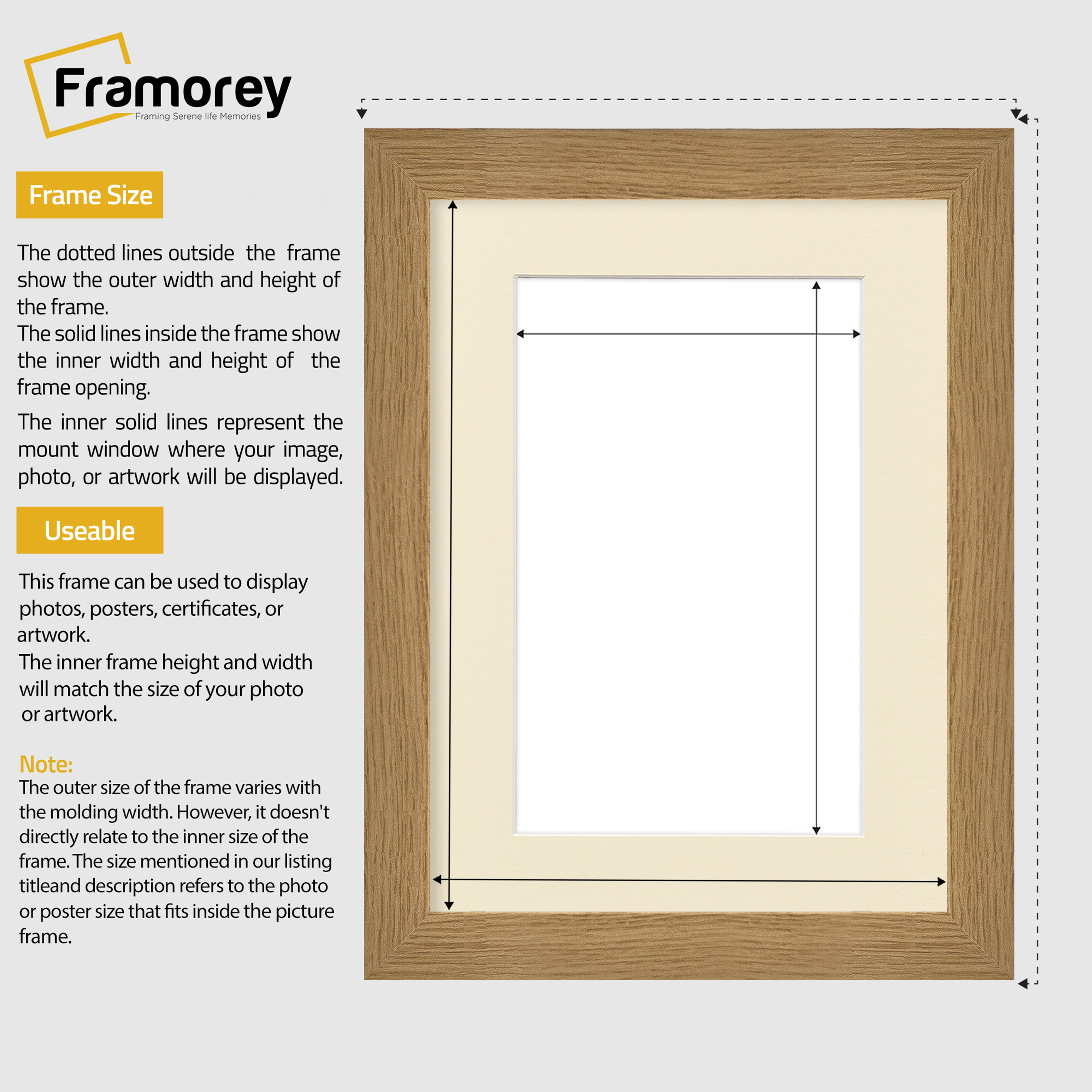 Oak Picture Frames Handmade Wooden Effect Photo Frames With Ivory Mount
