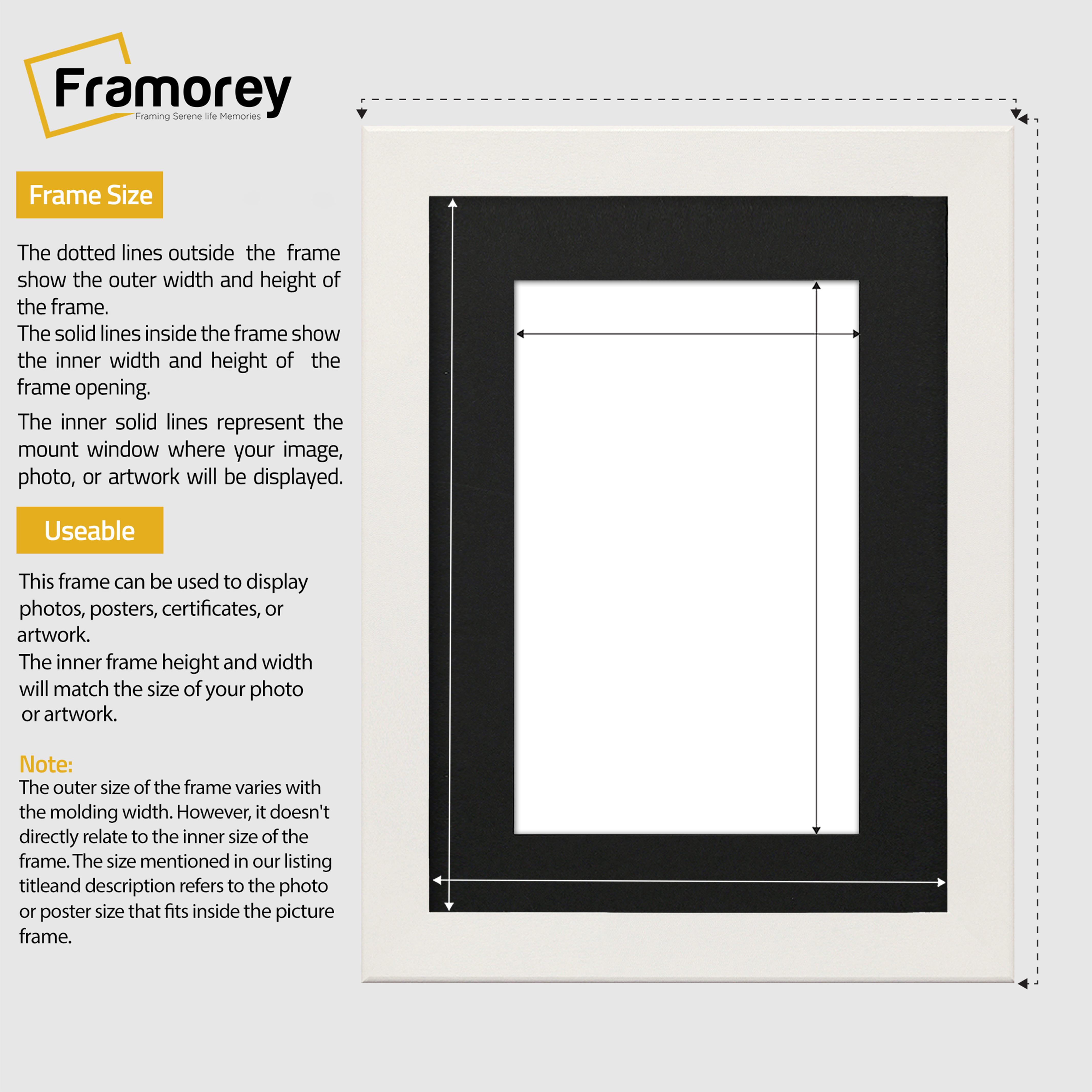 White Picture Photo Frames Handmade Wooden Effect Poster Frames With Black Mount