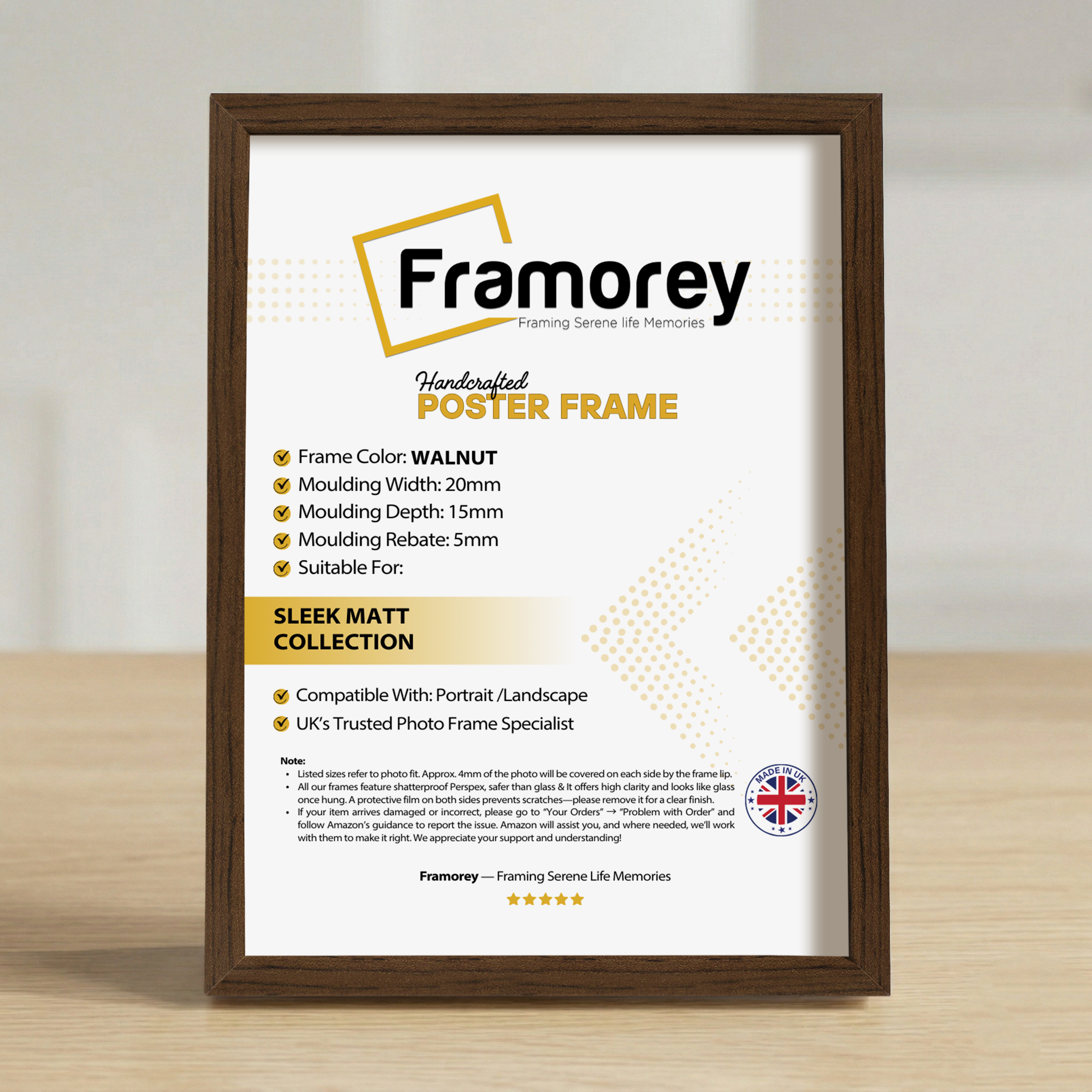 A4 Size Picture Frame 21x29.7cm Photo Frame Wall Mount or Desk