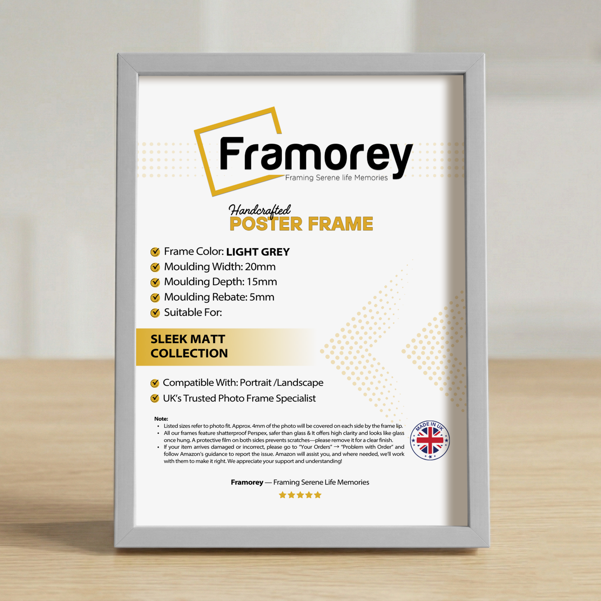 A4 Size Picture Frame 21x29.7cm Photo Frame Wall Mount or Desk