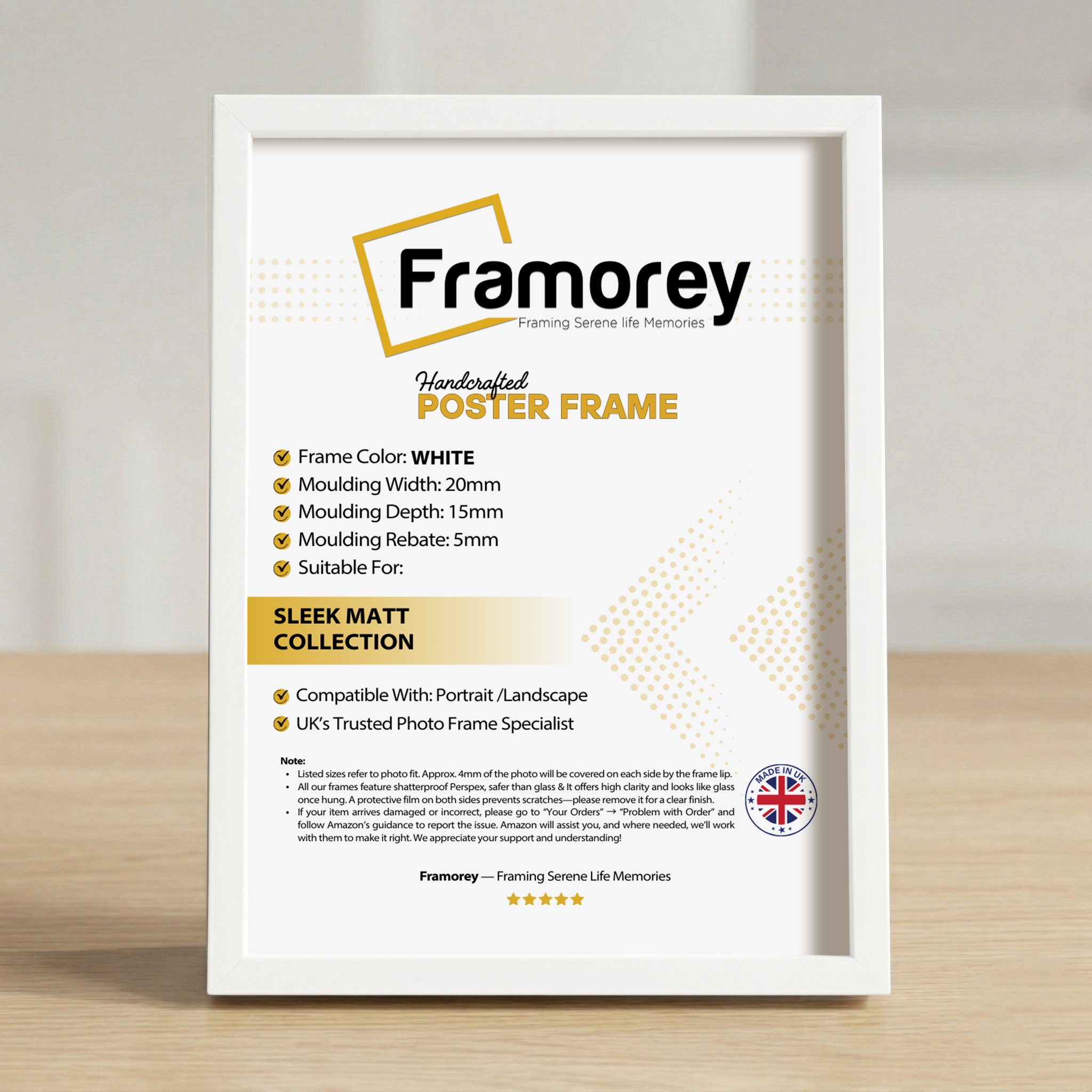 A4 Size Picture Frame 21x29.7cm Photo Frame Wall Mount or Desk