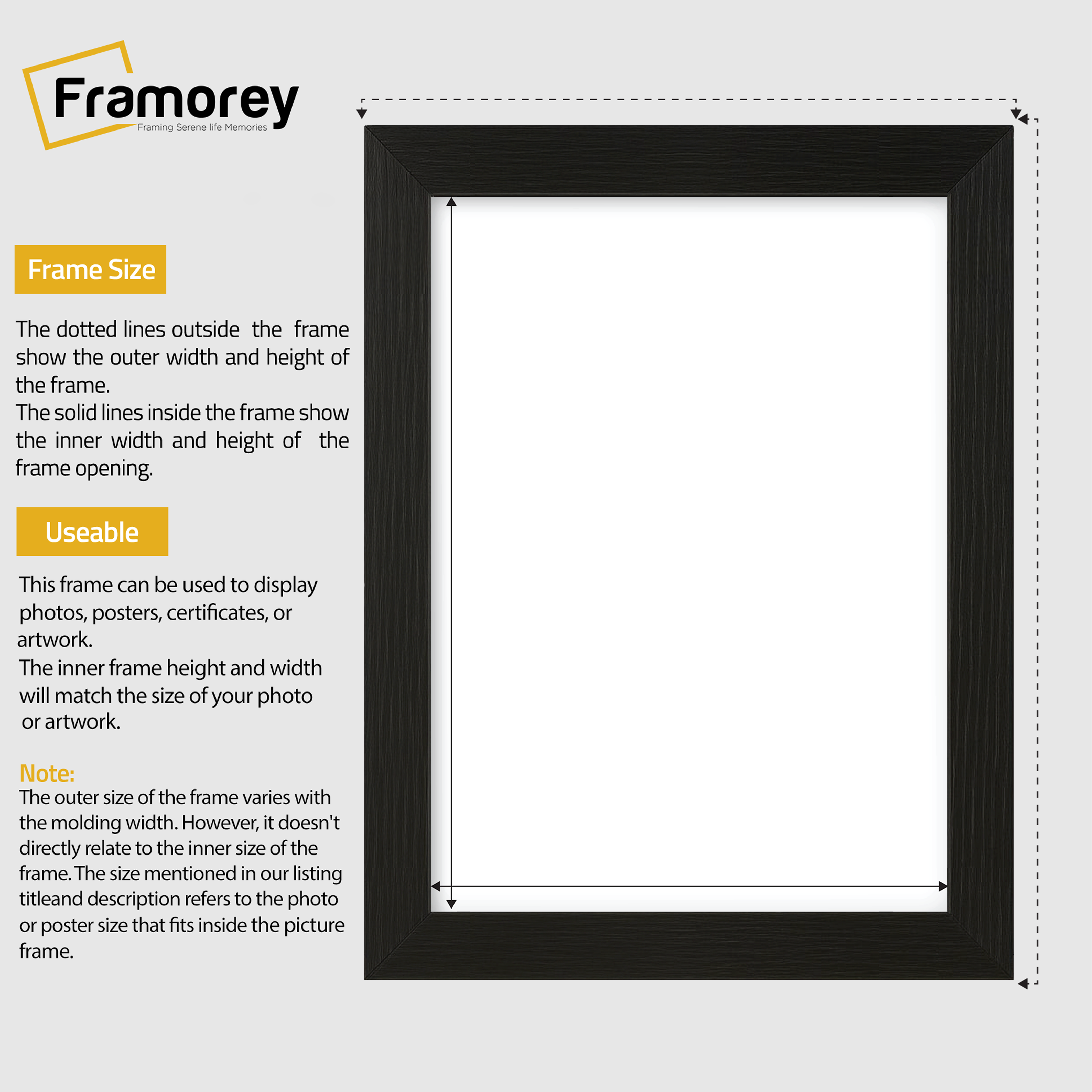 Black Picture Photo Frames Handmade Wooden Effect Poster Frames