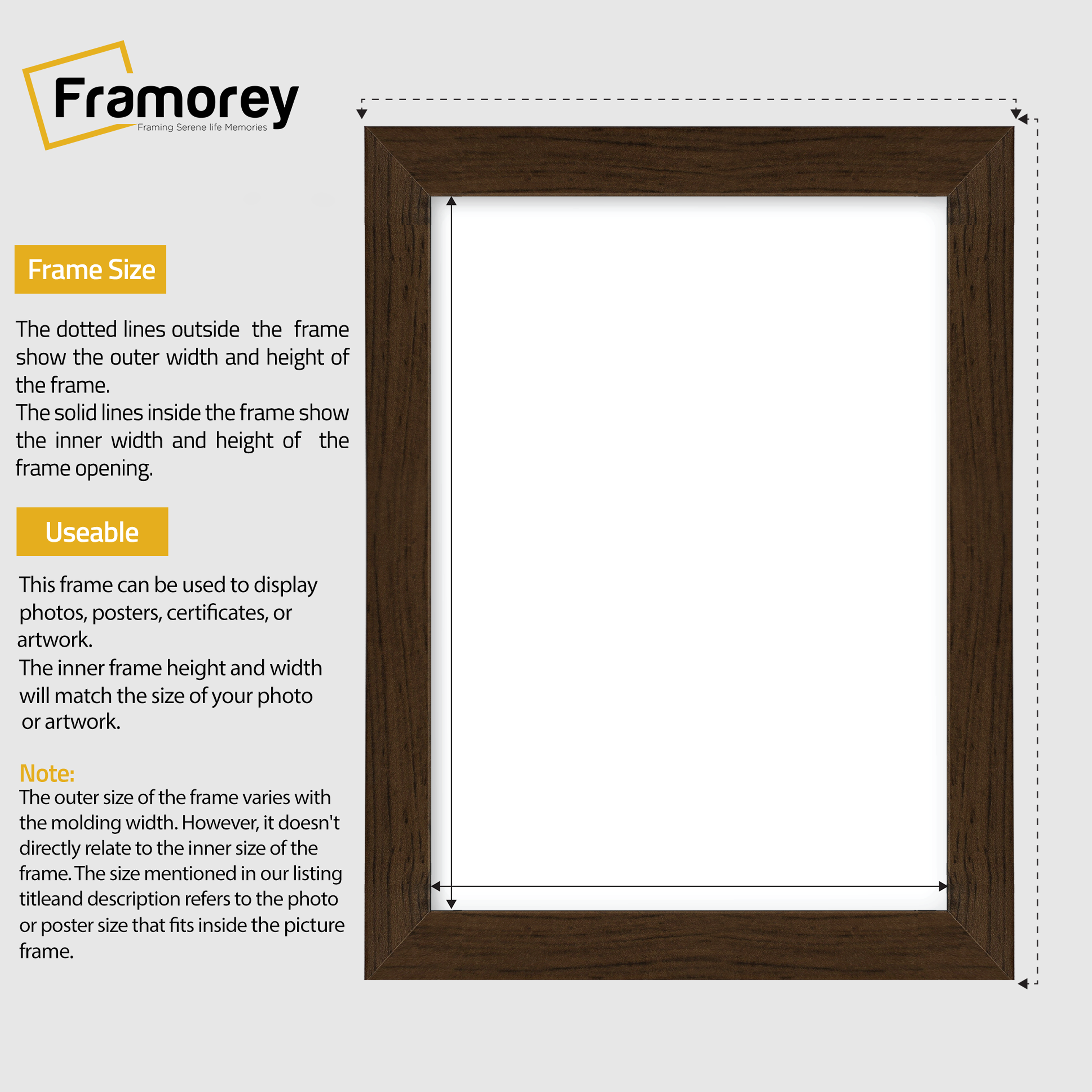 Walnut Picture Photo Frames Handmade Wooden Effect Poster Frames