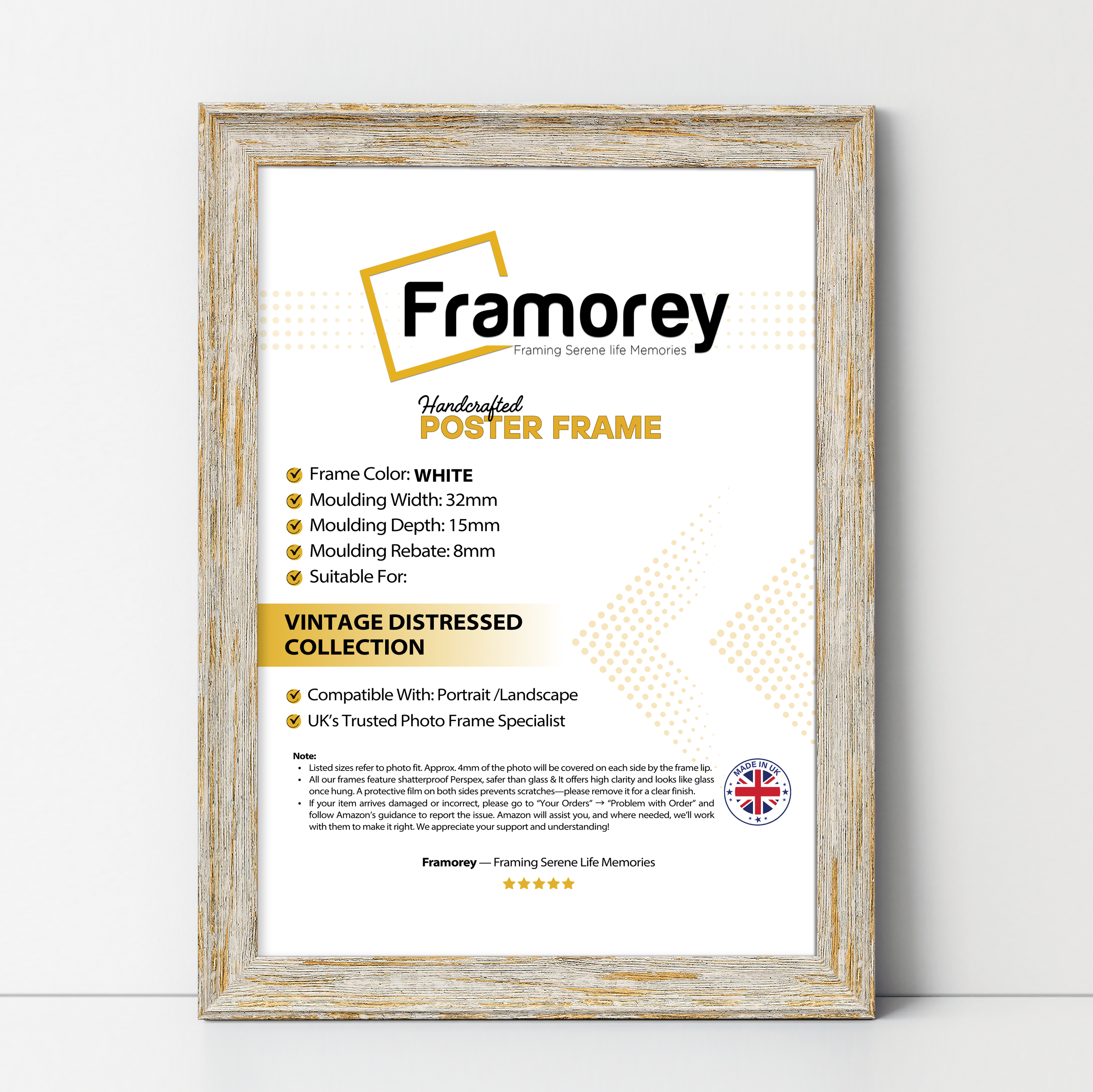 Vintage Distressed White Photo Frames Wall Art Frame