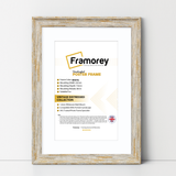 Front view of a vintage white picture frame white mount with distressed molding and aged finish on a white background