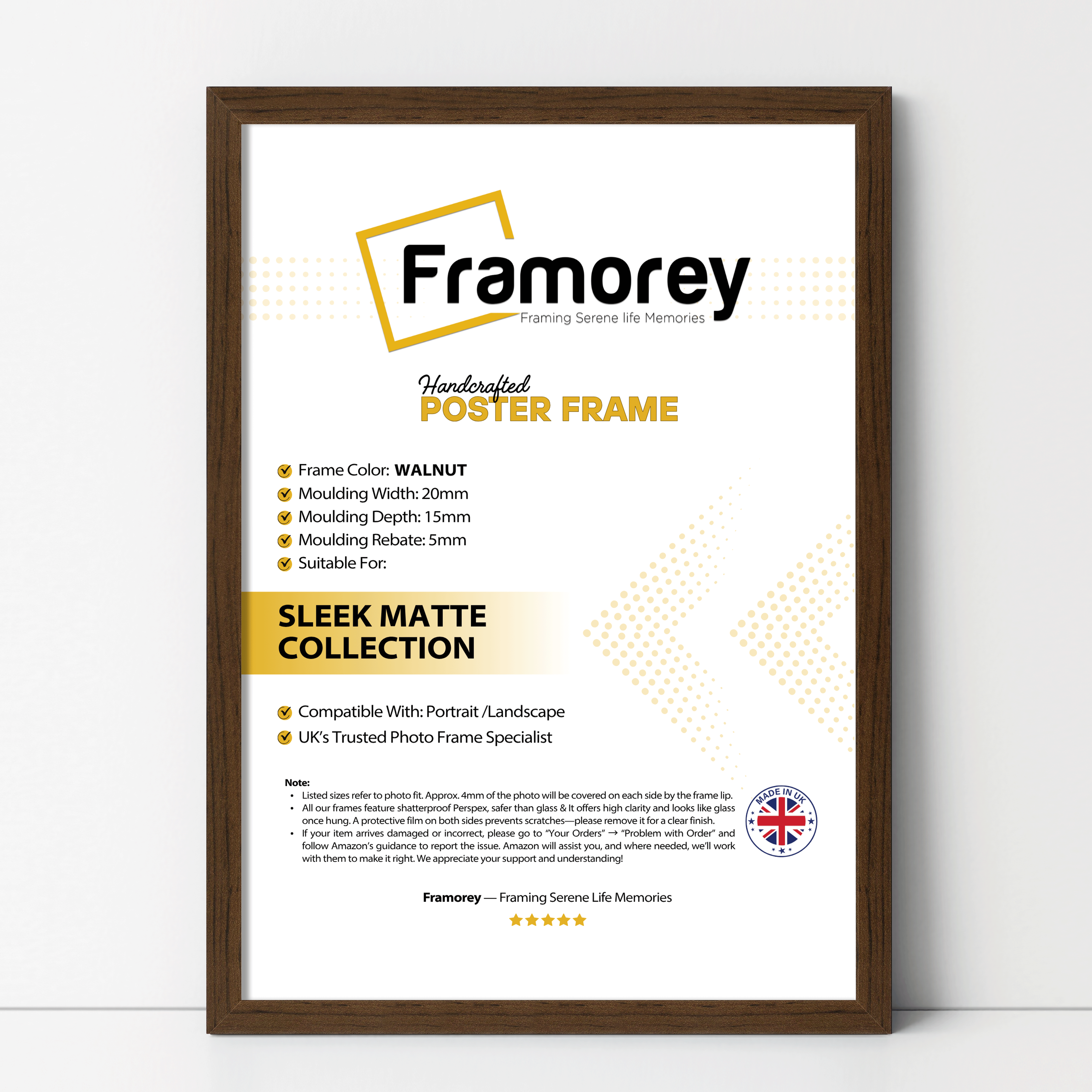 Thin Matt Walnut Picture Frame Wall Decor Frame