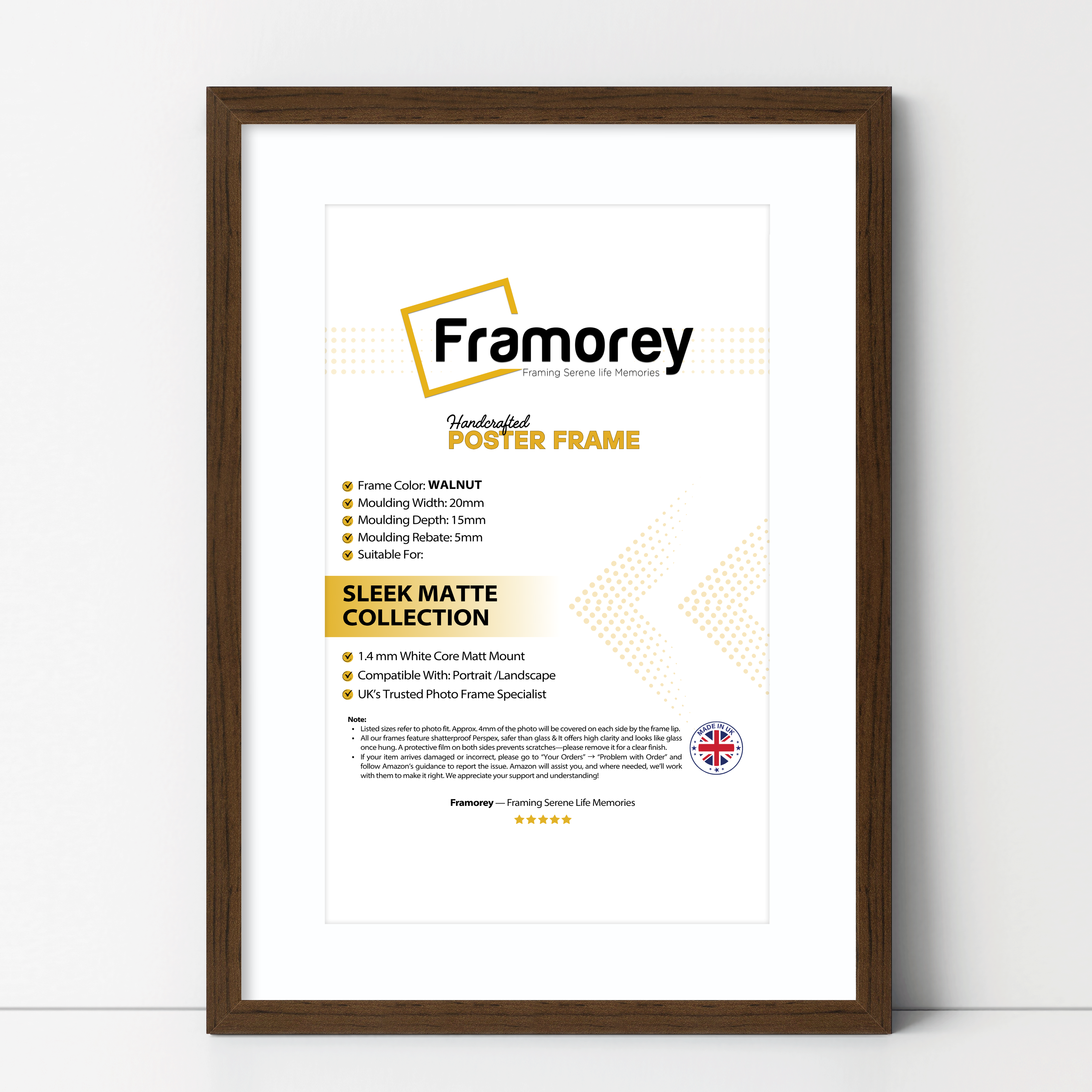 Walnut Thin Matt Picture Frame Poster Frames With White Mount