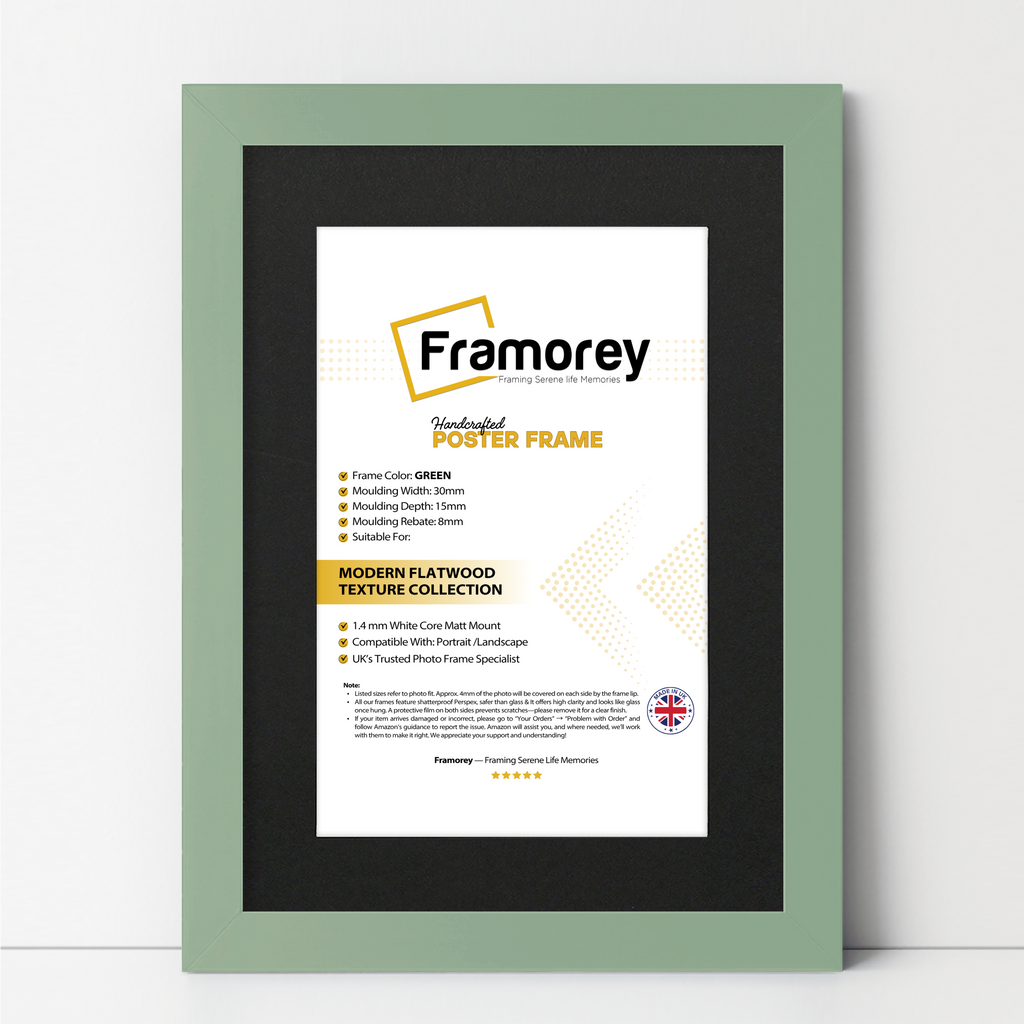 Green Picture Frame With Black Mount