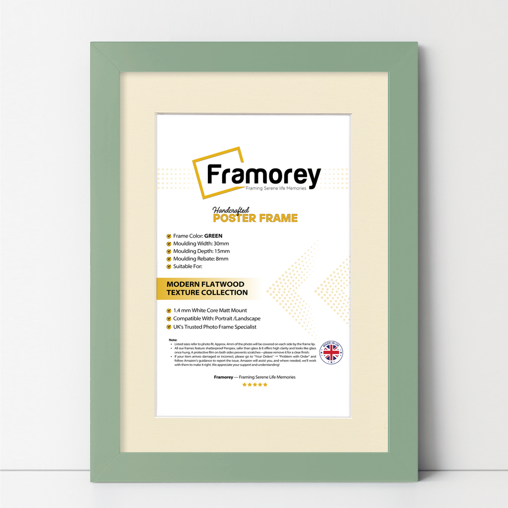 Green Picture Frame With Ivory Mount