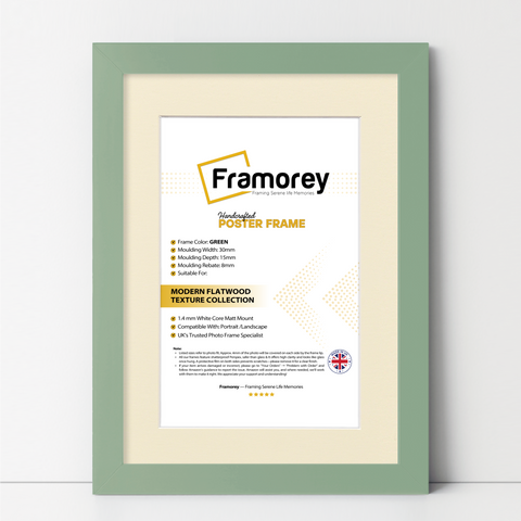Green Picture Frame With Ivory Mount