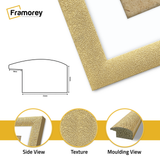 close view of Gold With White Mount Sparkle Poster frame featuring side view texture and molding view