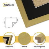 Thin Style Gold Picture Frame With Black Mount