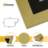 Panoramic Gold Picture Frame With Black Mount Wall Decor Frame